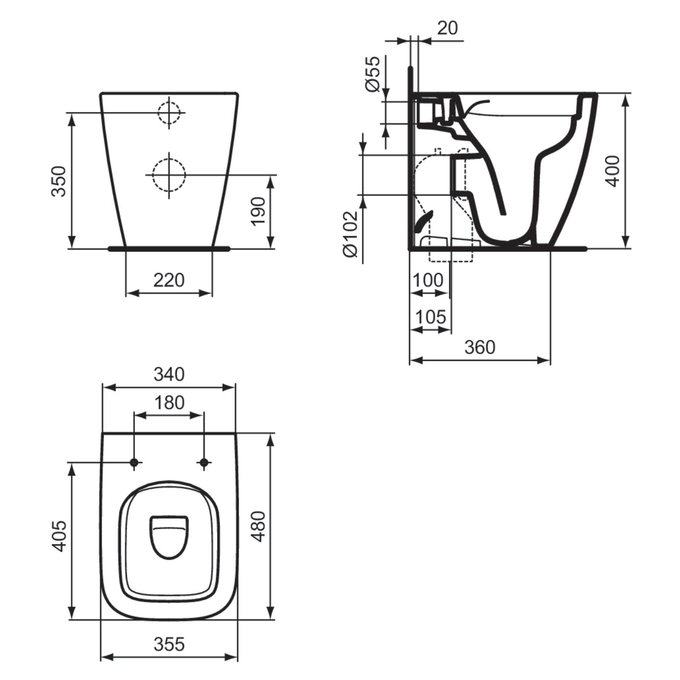 Vaso WC filomuro IDEAL STANDARD i.life s, sedile escluso P 48 x L 36 x H 40 cm bianco lucido - 8