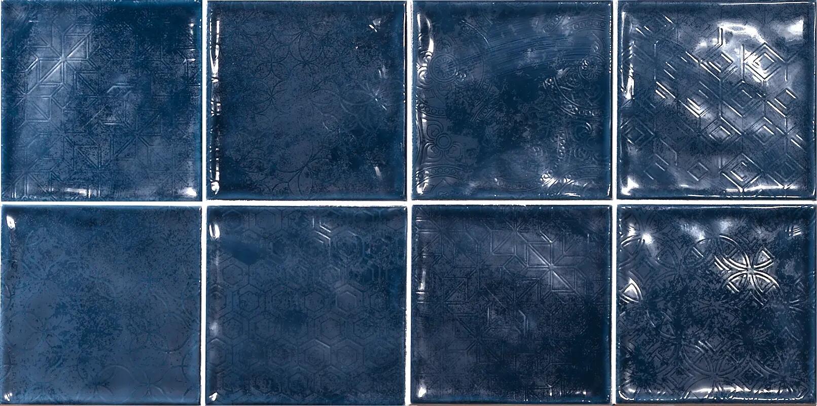 Azulejo cerámico chic efecto azul 15x15 cm