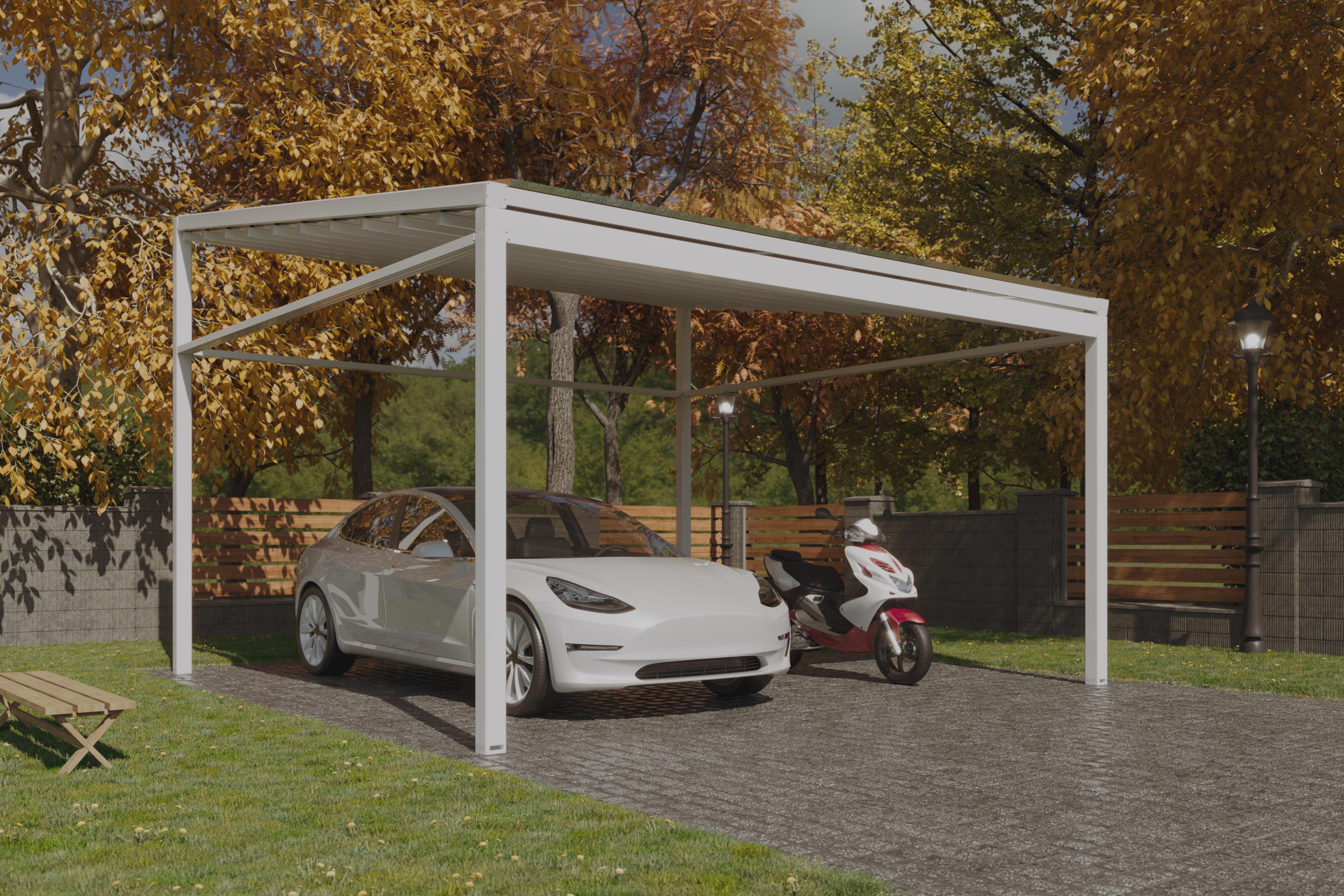 pergola de aluminio con cubierta genova solar de 484 x 470 cm blanco