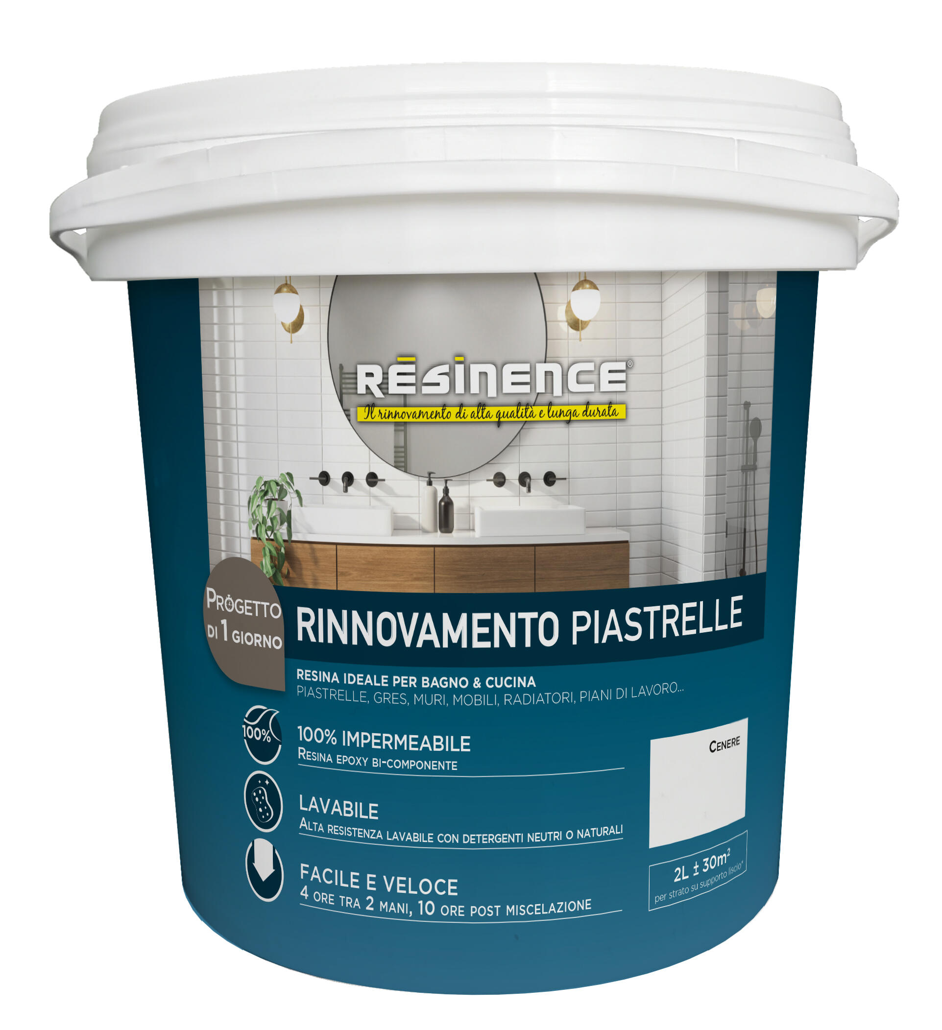 Resina Epossidica Rinnova Piastrelle RÉSINENCE 0.5 L Ardesia Opaco - Foto 10