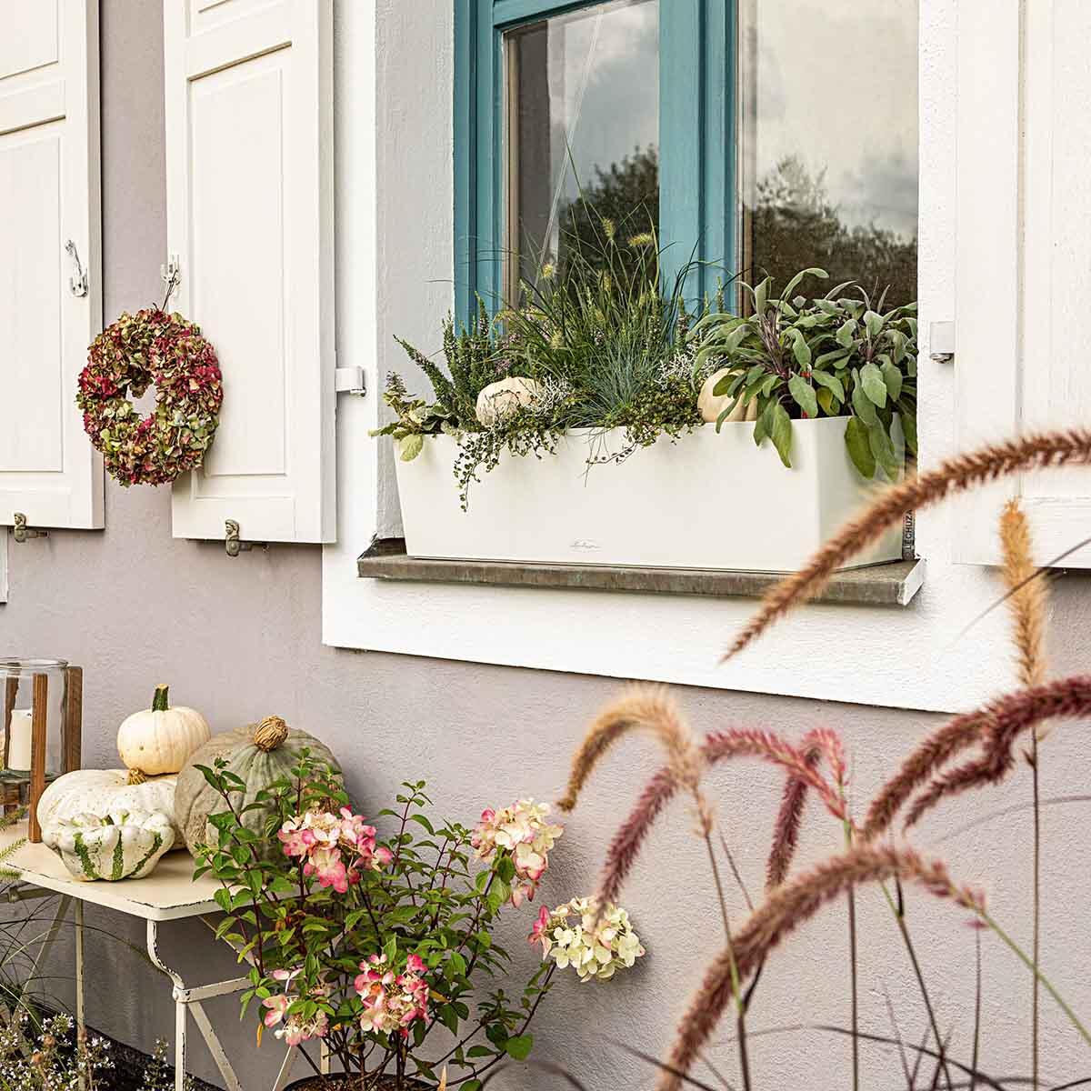 Vaso da fiori con riserva d'acqua Balconera Color 80, 12 lt bianco rettangolare L 19 x H 19 cm - 2