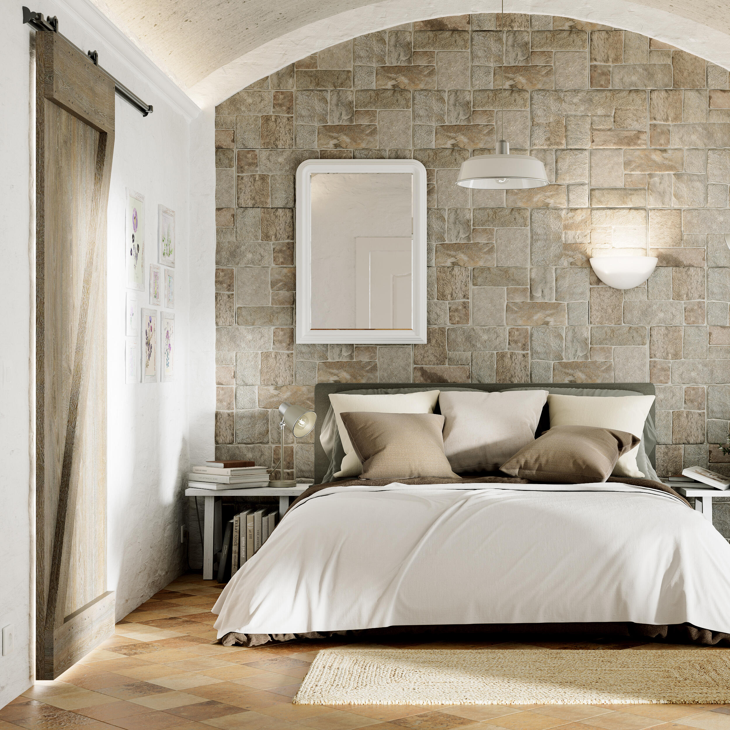 Lampadario Country charm Milky beige paralume beige E27 Ø38cm INSPIRE - 12