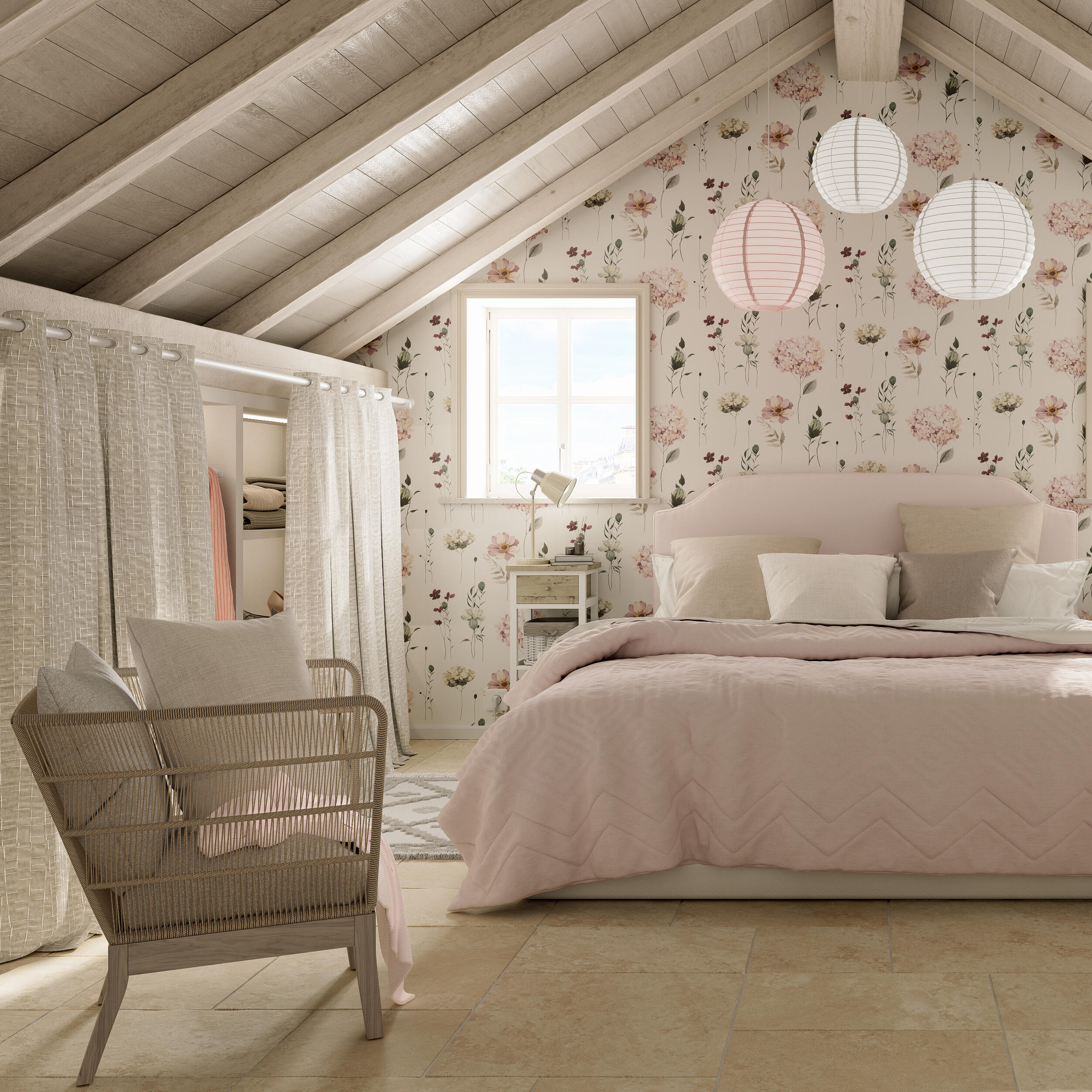 Carta da parati Ortenzia rosa, 53 cm x 10.05 m - 4