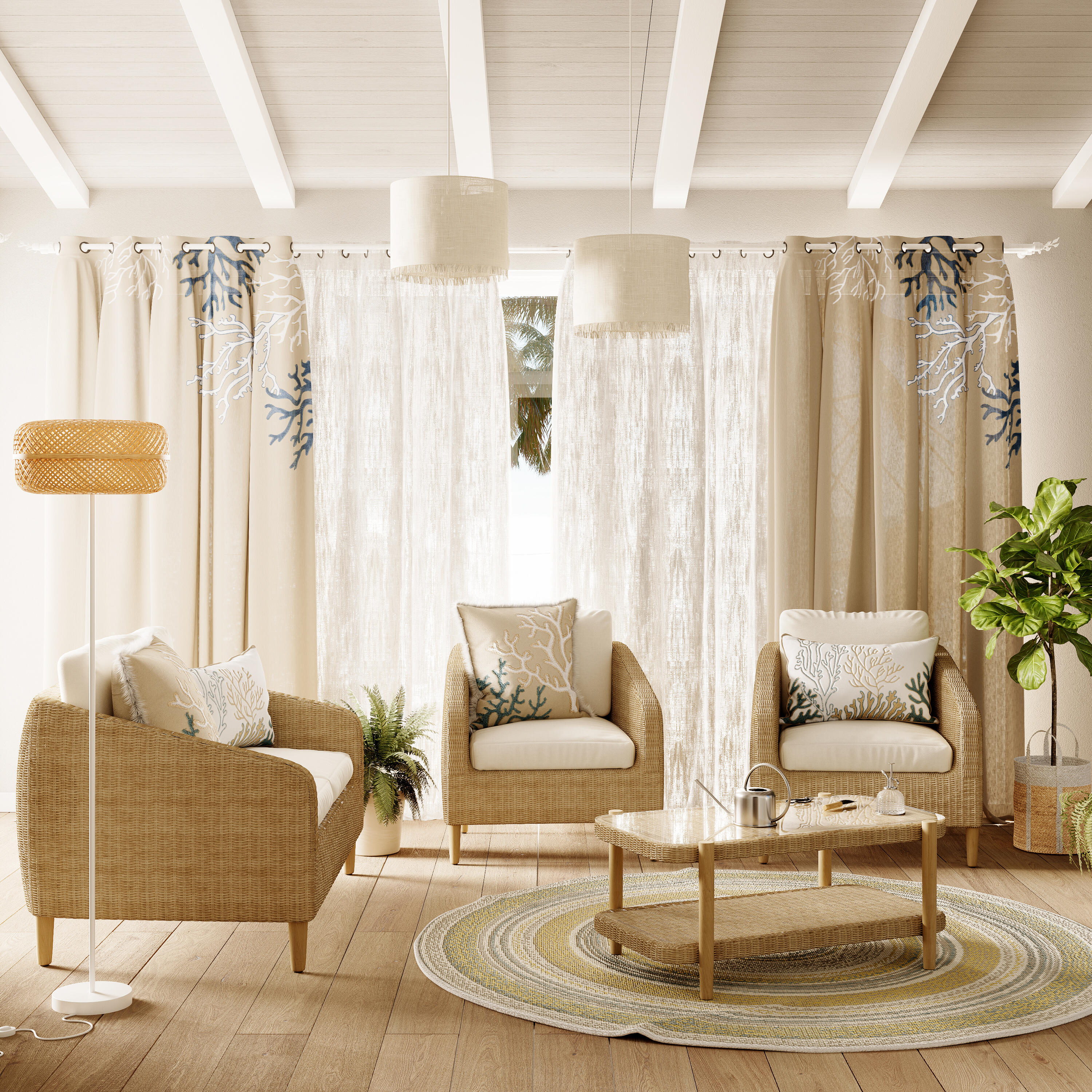 Salotto da giardino Odeon NATERIAL in n/a beige con cuscini in poliestere grigio per 4 persone - 3