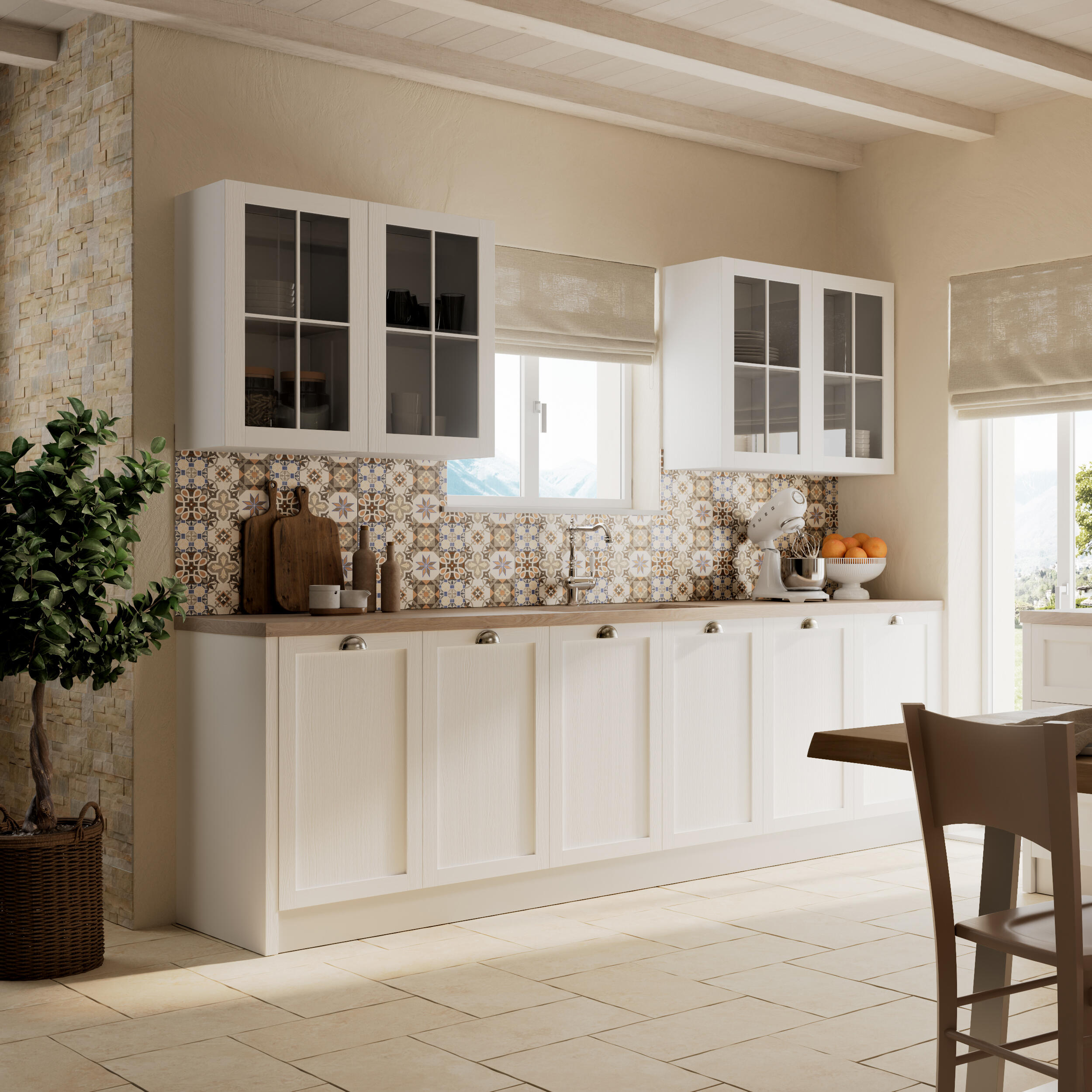 Pannello decorativo della cucina alluminio Azulejos beige e marrone L60 cm x H58 cm - 4