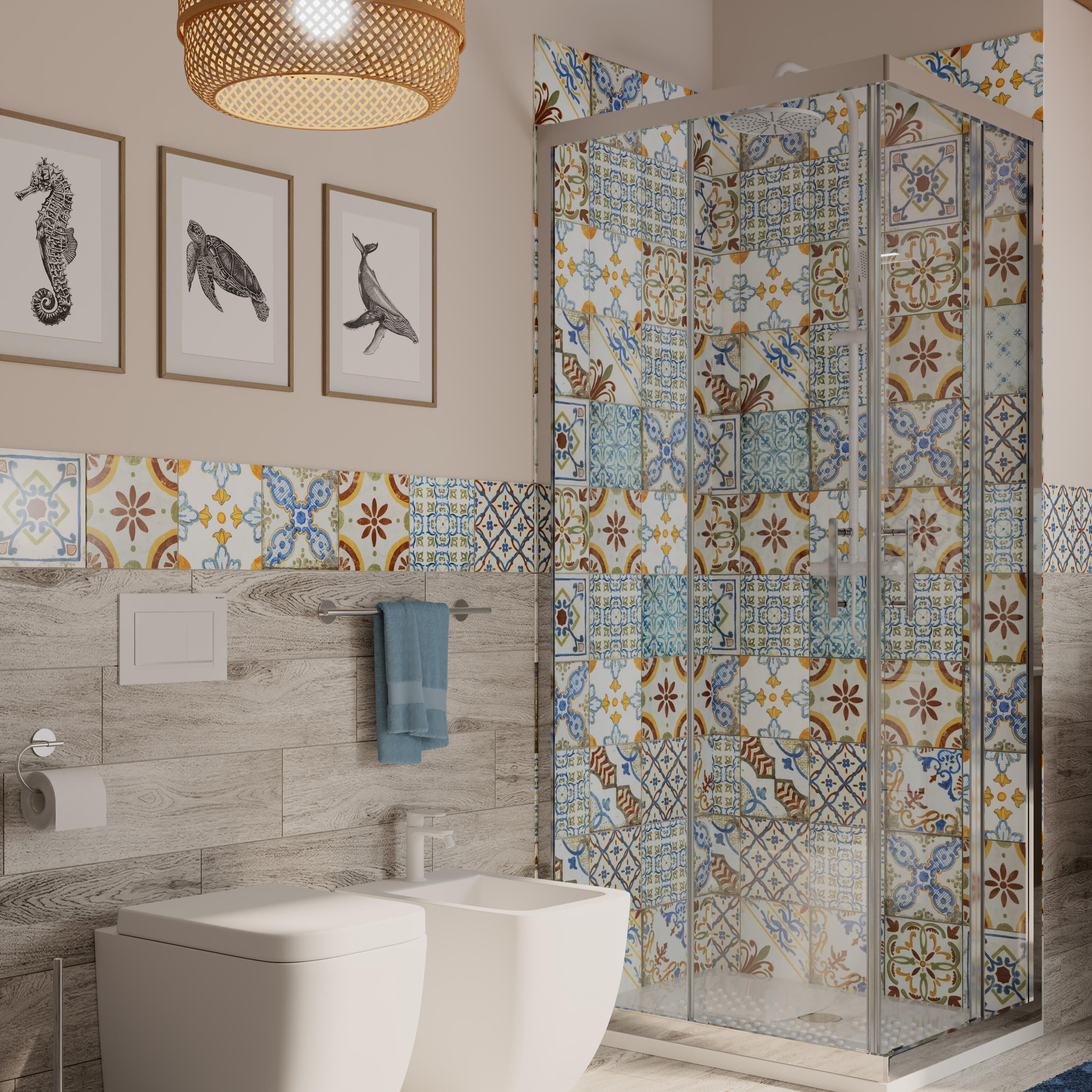 Piastrella da rivestimento interno 20 x 20 cm Sp. 8.2 mm Amalfi in gres porcellanato smaltato multicolore lucido traffico intenso (pei 4/5) 1.36 mq - 6