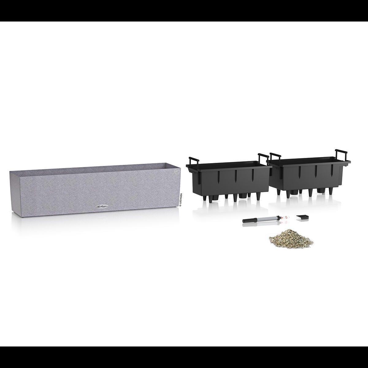 Vaso autoirrigante Stone LECHUZA in polipropilene grigio H 19 x L 79 x P 19 cm - 5