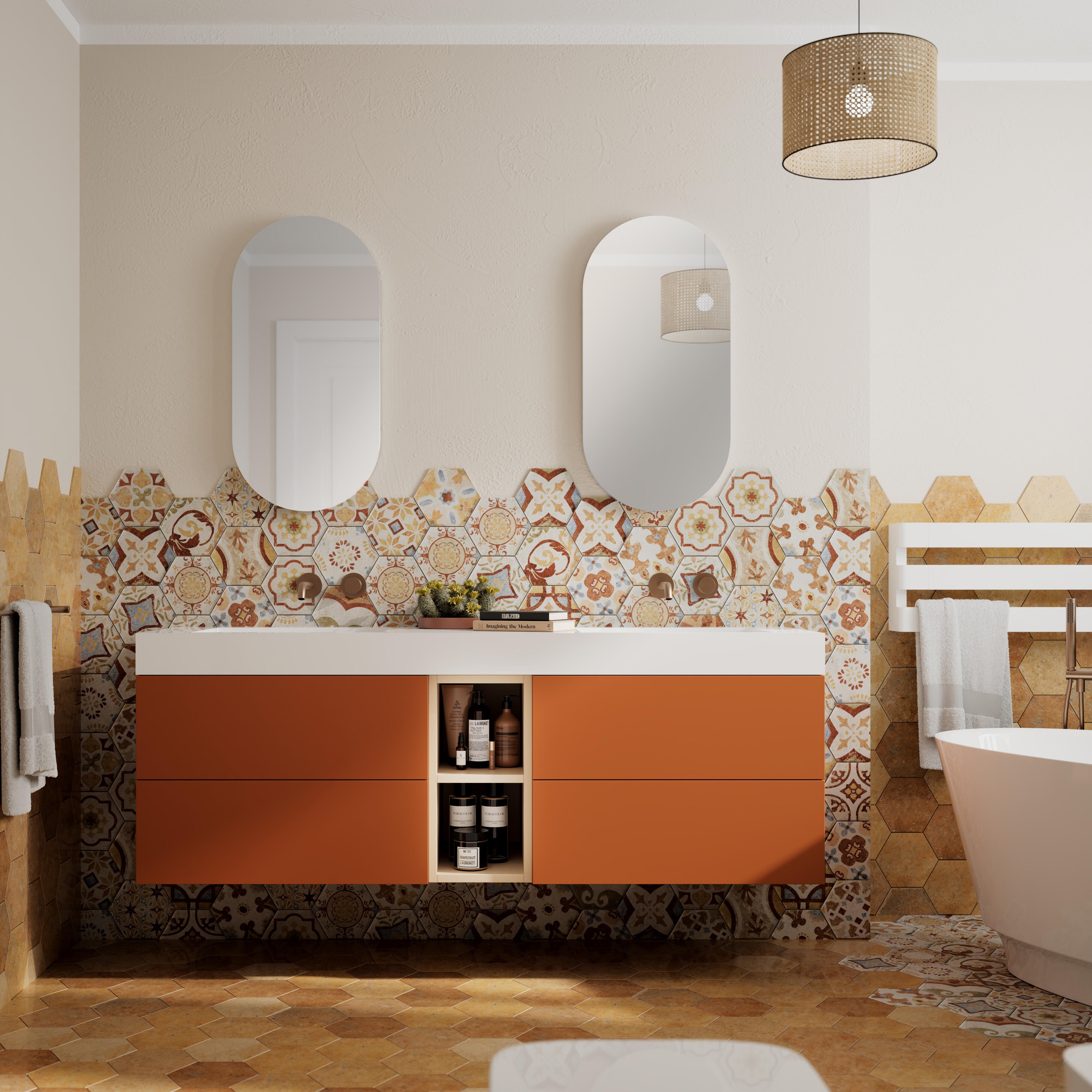 Scaldasalviette ad acqua calda IRSAP STEP bianco perla interasse 1276 mm, L 150 x H 31 cm - 3