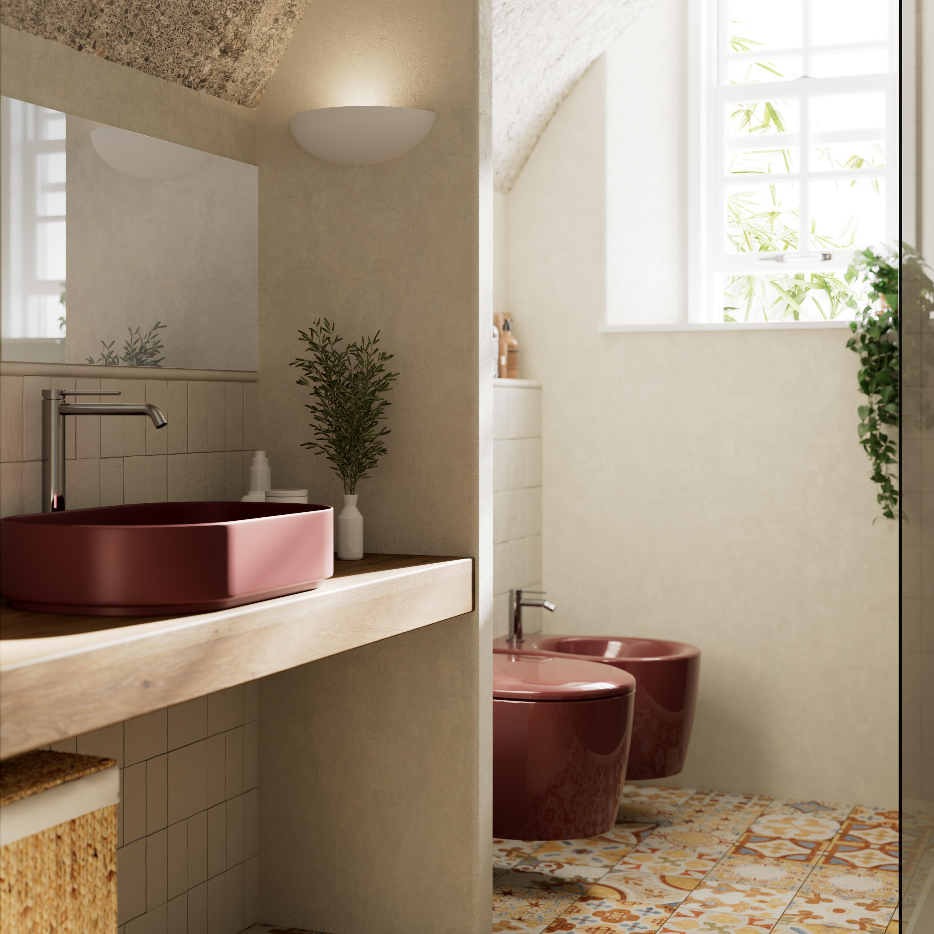 Vaso WC sospeso OLYMPIA CERAMICA soft melanzana, sedile incluso P 55 x L 36 cm - 2