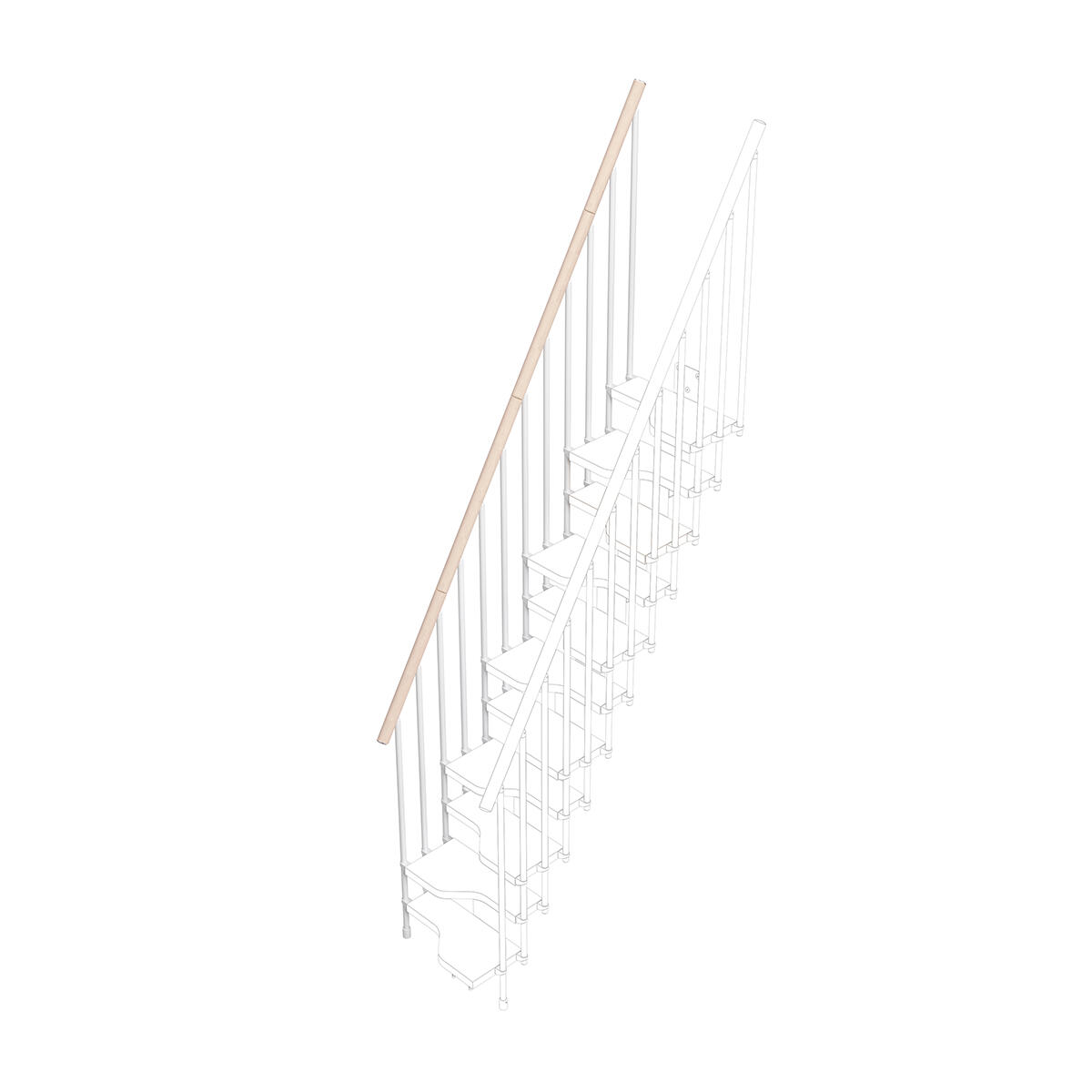 Balaustra in kit IRIS Bria 11GR in legno bianco, corrimano in legno bianco, L 120 cm fissaggio a parete - 2
