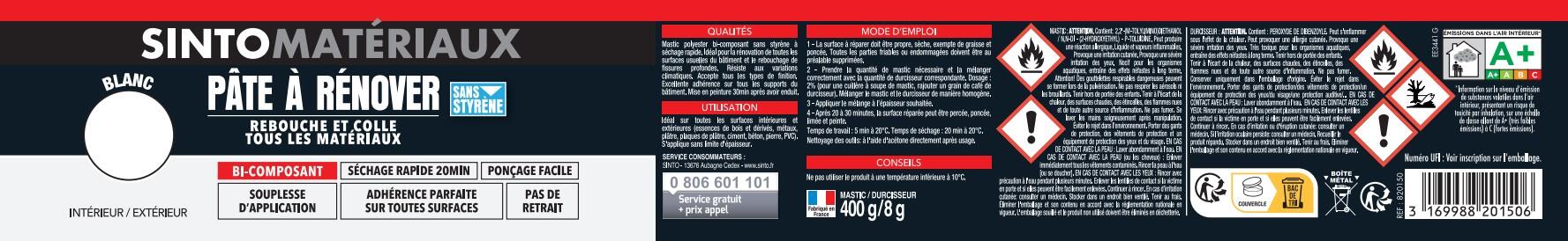 Pâte de rénovation SINTO blanc 400 g - 4