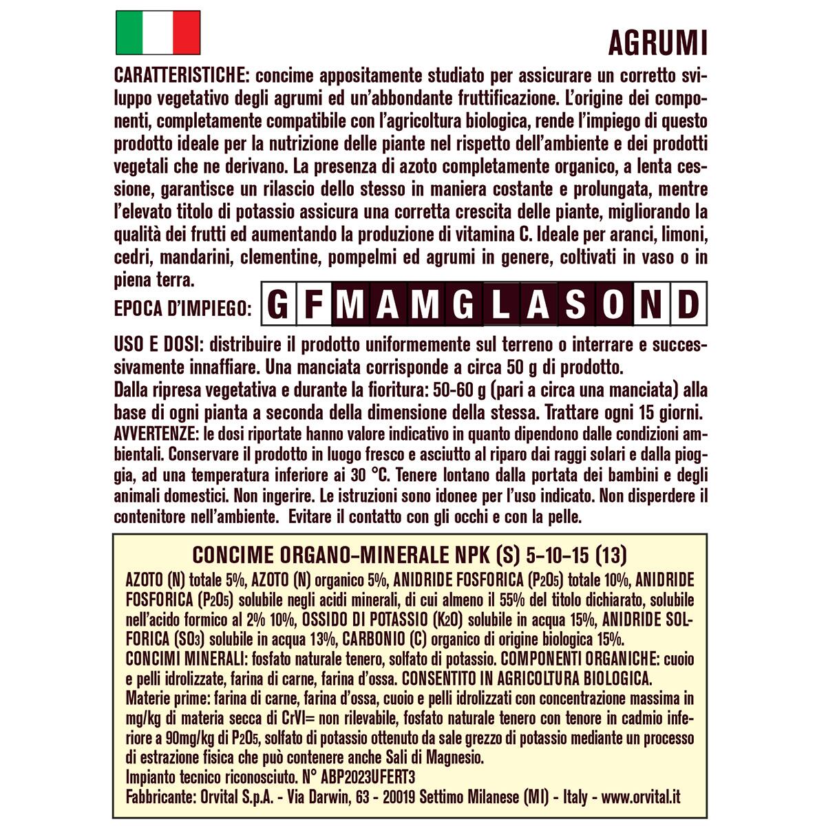 Concime granulato FLORTIS per pianta mediterranea Agrumi Bio 4 kg - 2