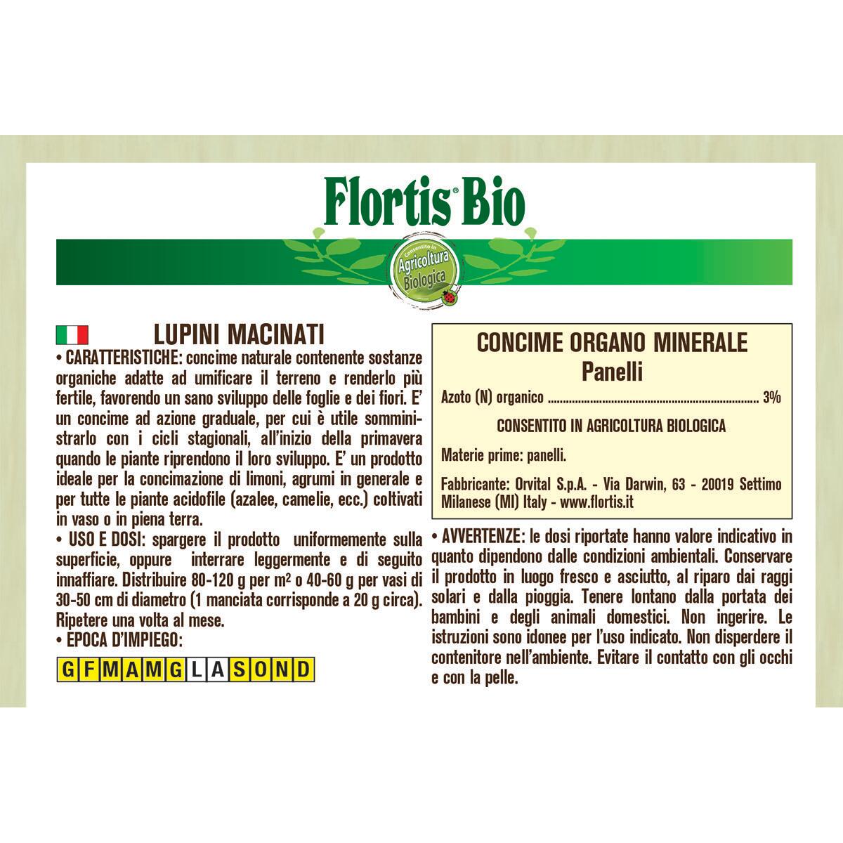 Concime polvere FLORTIS per pianta mediterranea Eco Lupini macinati 0.8 kg - 2