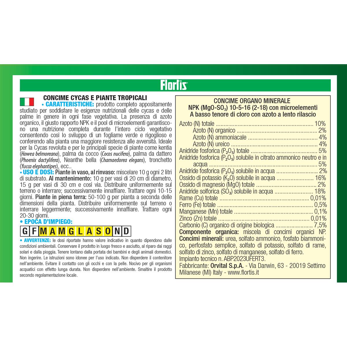 Concime granulato FLORTIS per palma per Cycas e piante tropicali 1 kg - 2