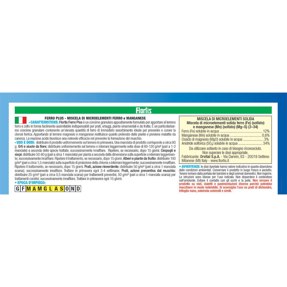 Concime granulato FLORTIS per prato Ferro plus 2 kg - 2