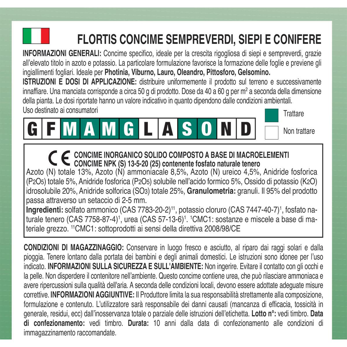 Concime granulato FLORTIS per conifere per sempreverdi, siepi e conifere 5 kg - 2
