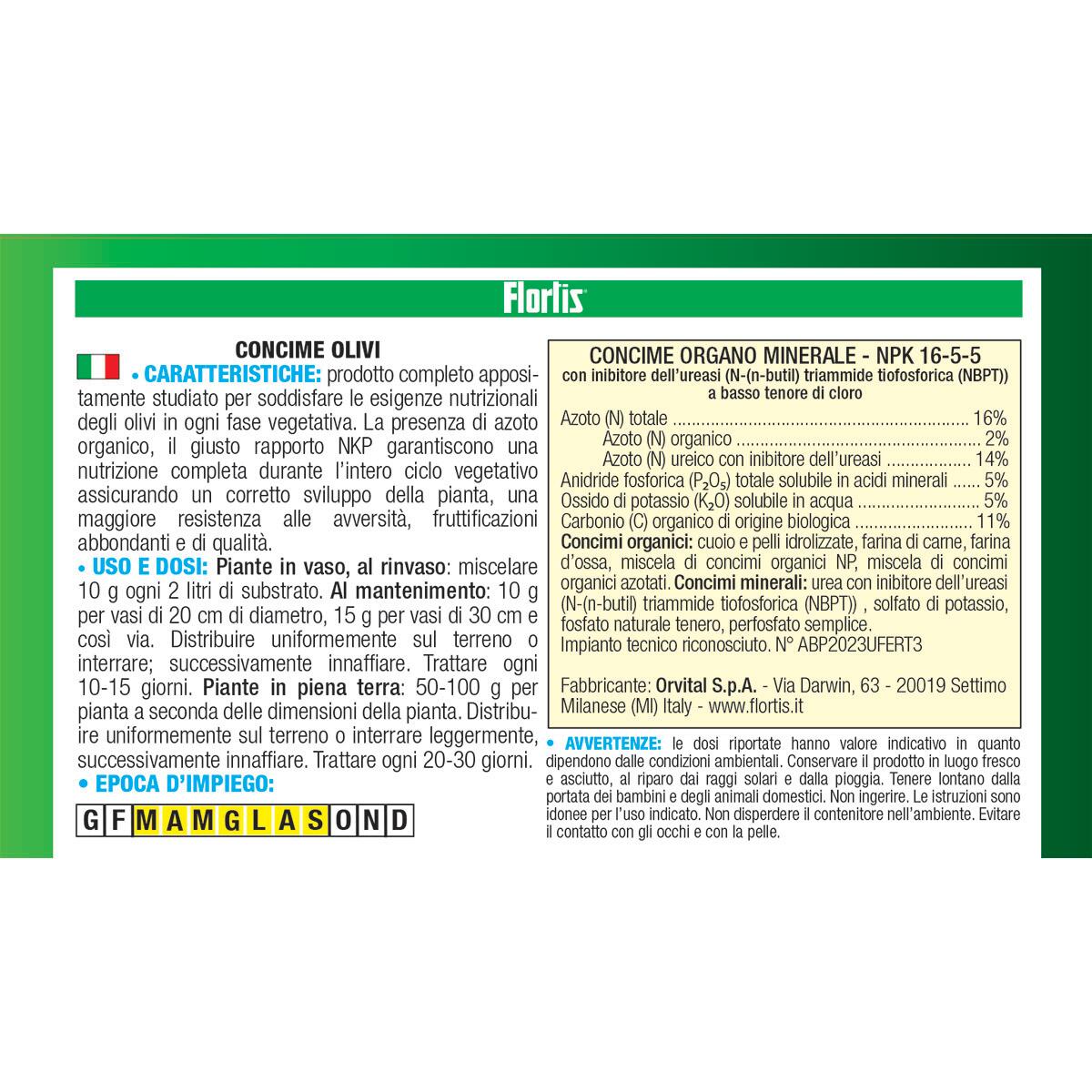 Concime granulato FLORTIS per pianta mediterranea per olivi 1 kg - 2