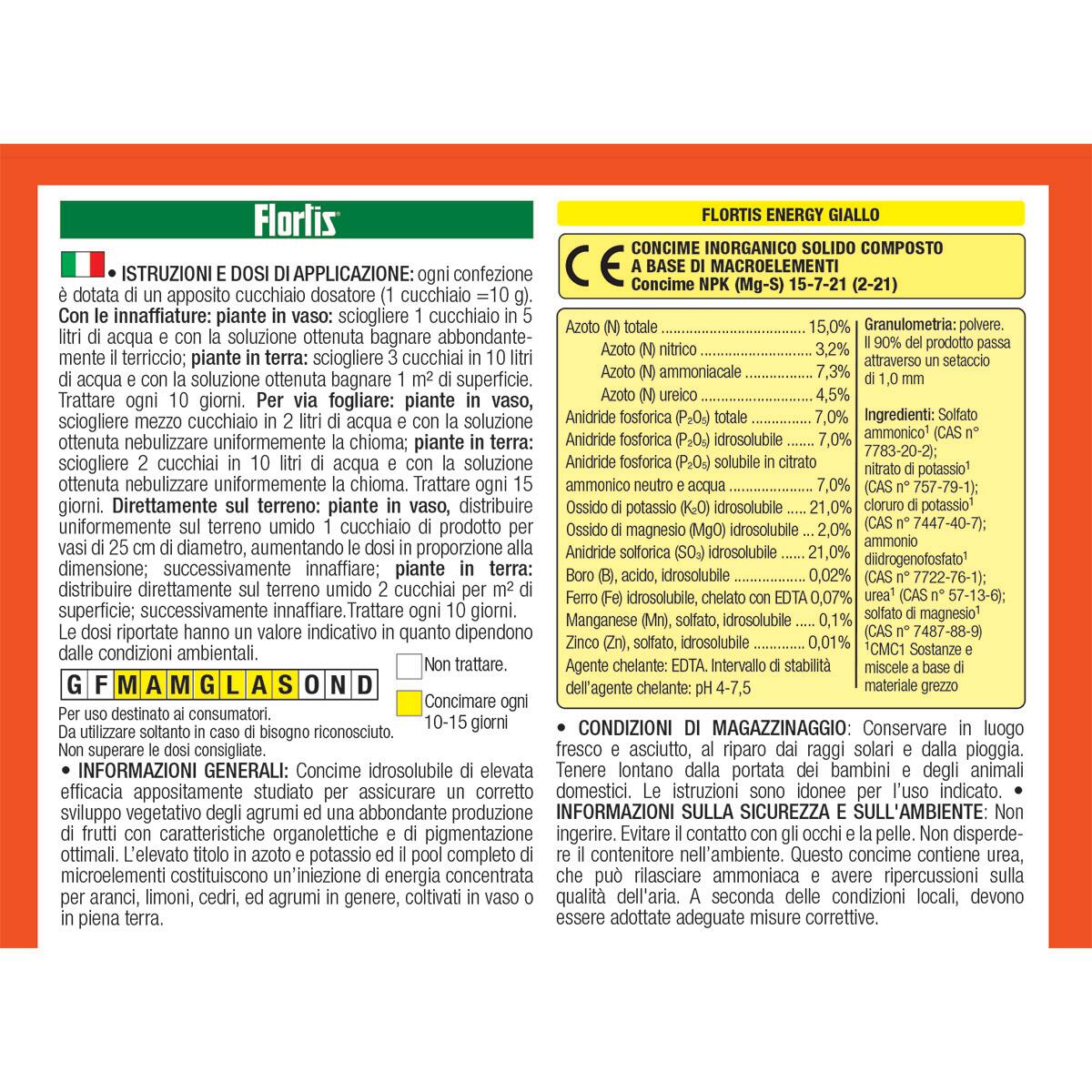 Concime idrosolubile FLORTIS per pianta mediterranea Energy giallo 0.6 kg - 3