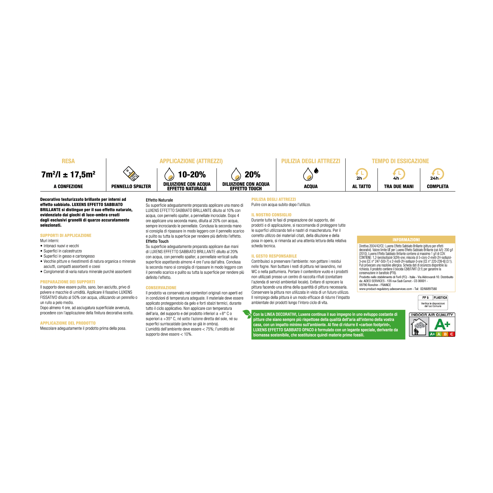 Pittura decorativa LUXENS sabbiato grigio argento alfa 2.5 l - 10