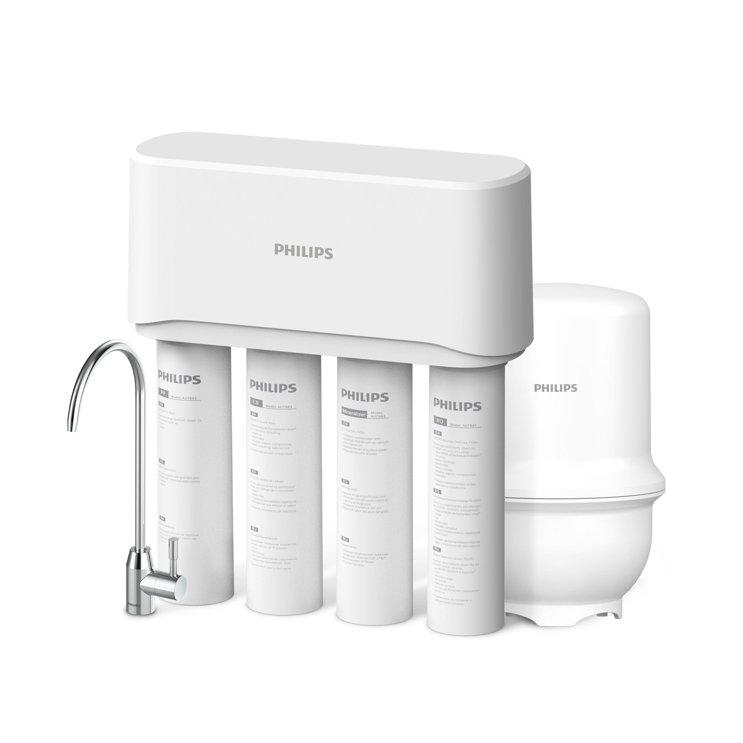 System filtrujący z odwróconą osmozą RO pod zlewozmywak z mineralizatorem i zbiornikiem 75GPD AUT3268 PHILIPS