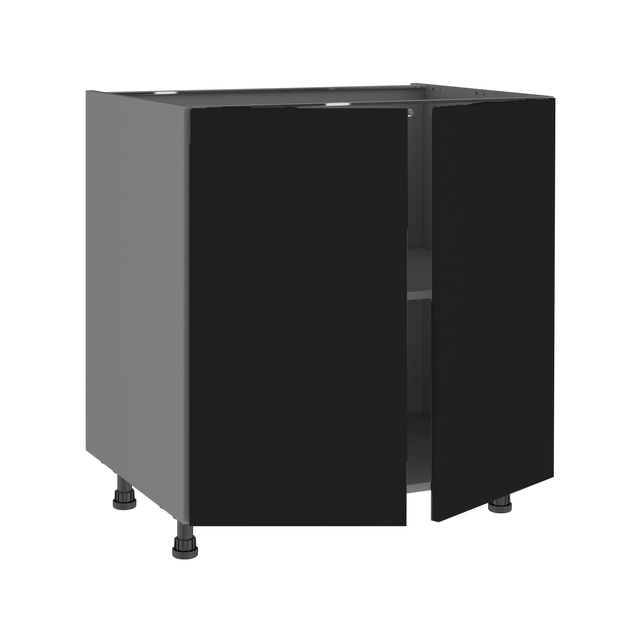 Meuble bas de cuisine Vienne noir 2 portes H86.8 x l80