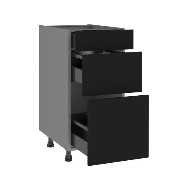 Móvel inferior de cozinha 2 +1 gaveta Delinia Viena 45x58x77cm preto