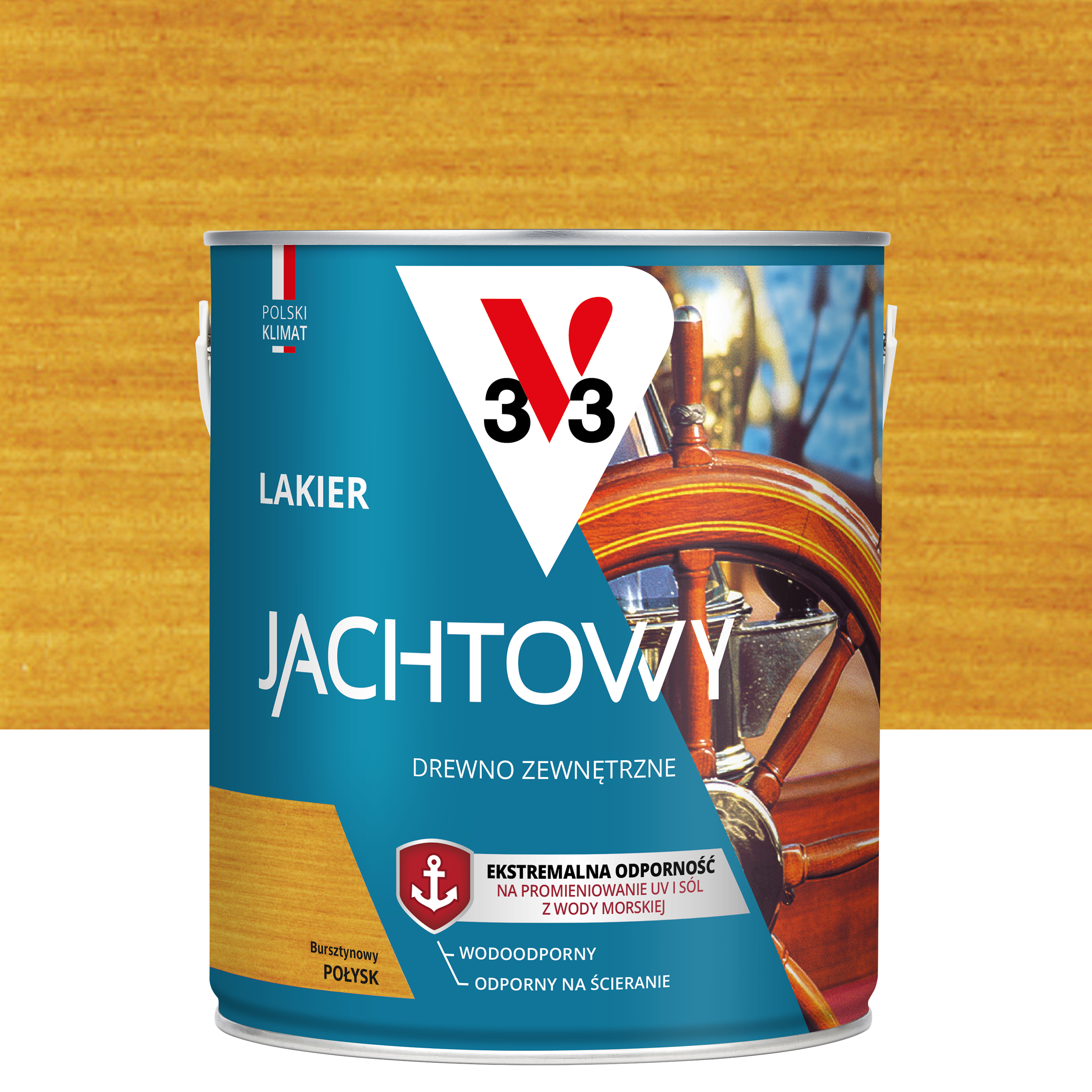 Lakier do drewna do malowania na zewnątrz JACHTOWY 2.5 l Bursztynowy V33