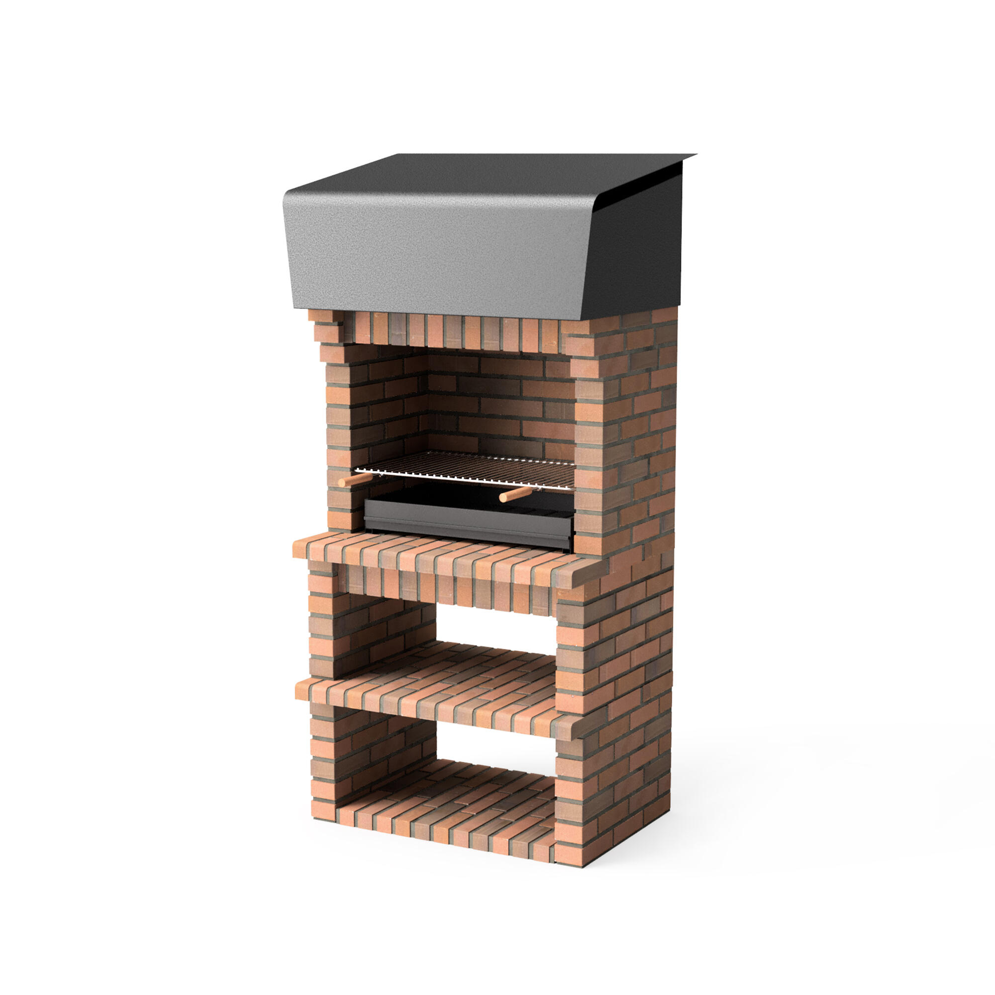 Barbacoa de obra movelar hormigón, ladrillo madera y carbón barbacoa de obra volterra con brasero recomendado para de 6 a 10 personas