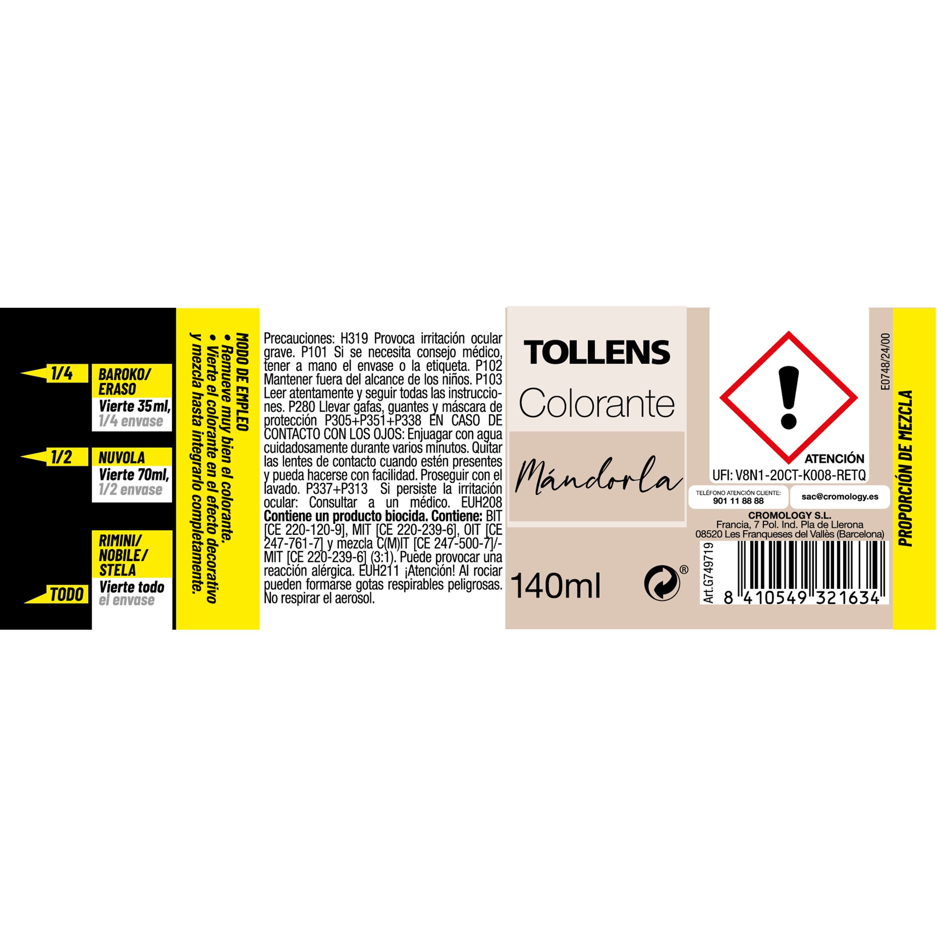 Colorante líquido TOLLENS color mandorla 140 ml interior - 2