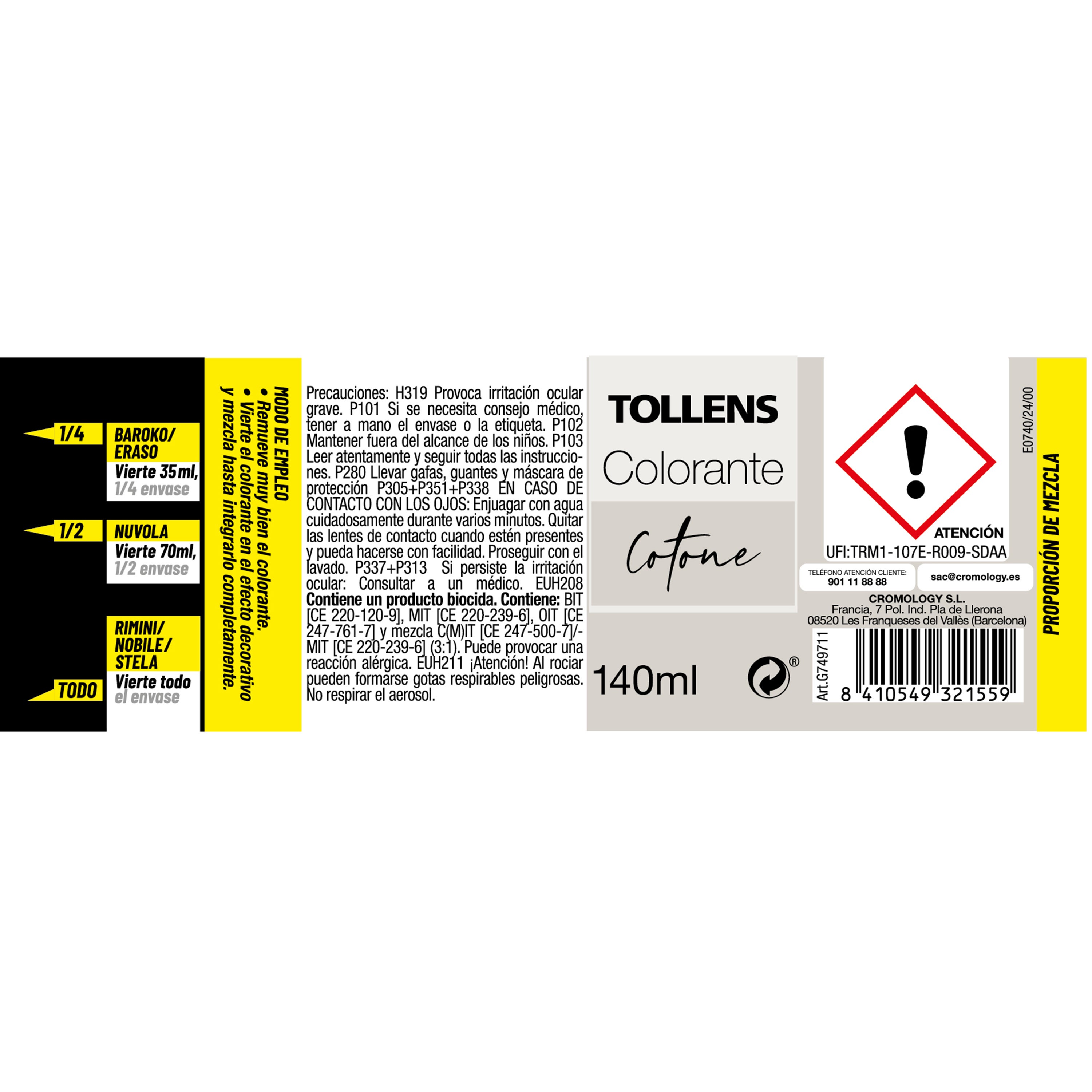 Colorante líquido TOLLENS color cotone 140 ml interior - 2