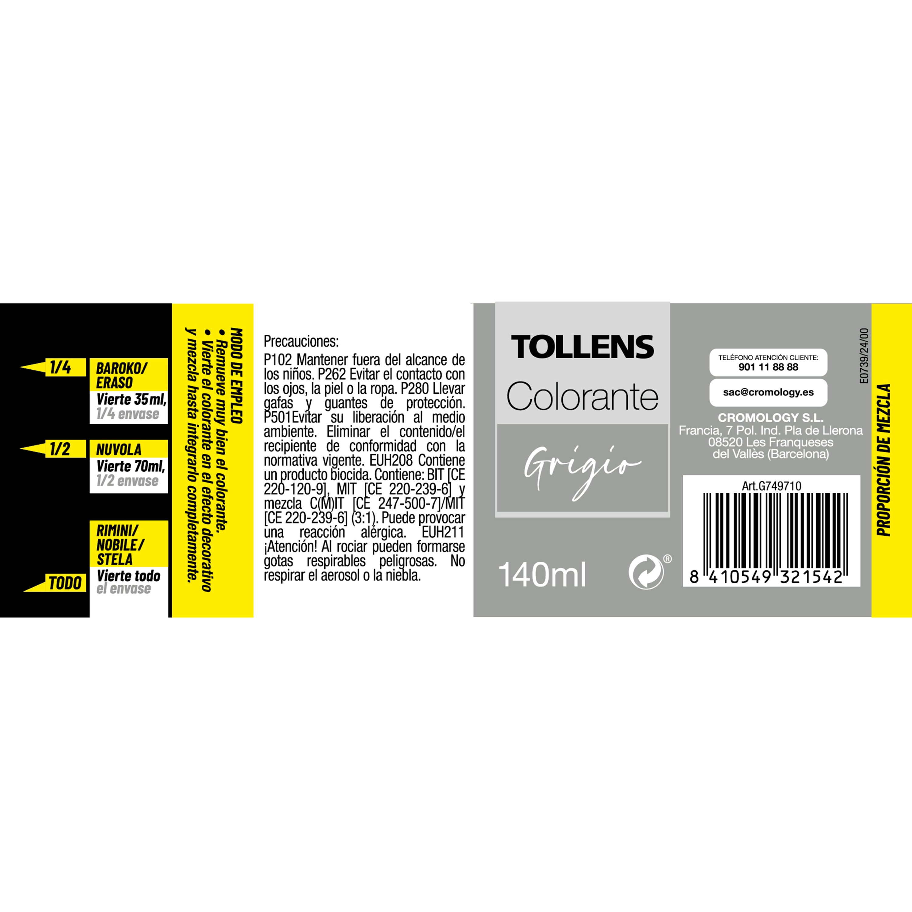 Colorante líquido TOLLENS color grigio 140 ml interior - 2