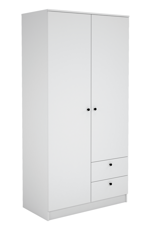 Roupeiro 2 portas 2 gavetas 100x51,6x200cm branco Limia