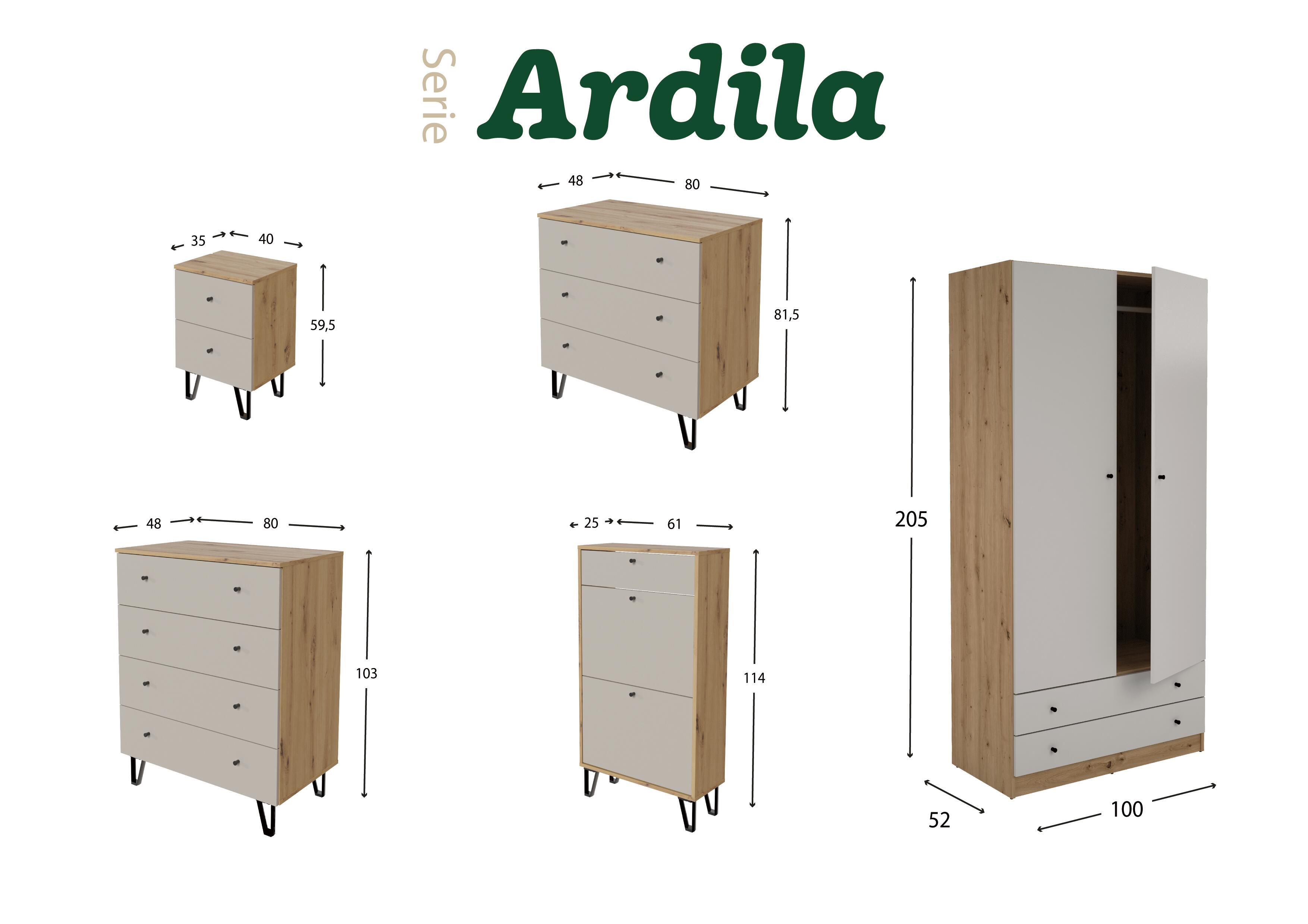 Mesa de cabeceira 2 gavetas Noche Ardila castanho e cinza 59,6x40x34 cm - 9