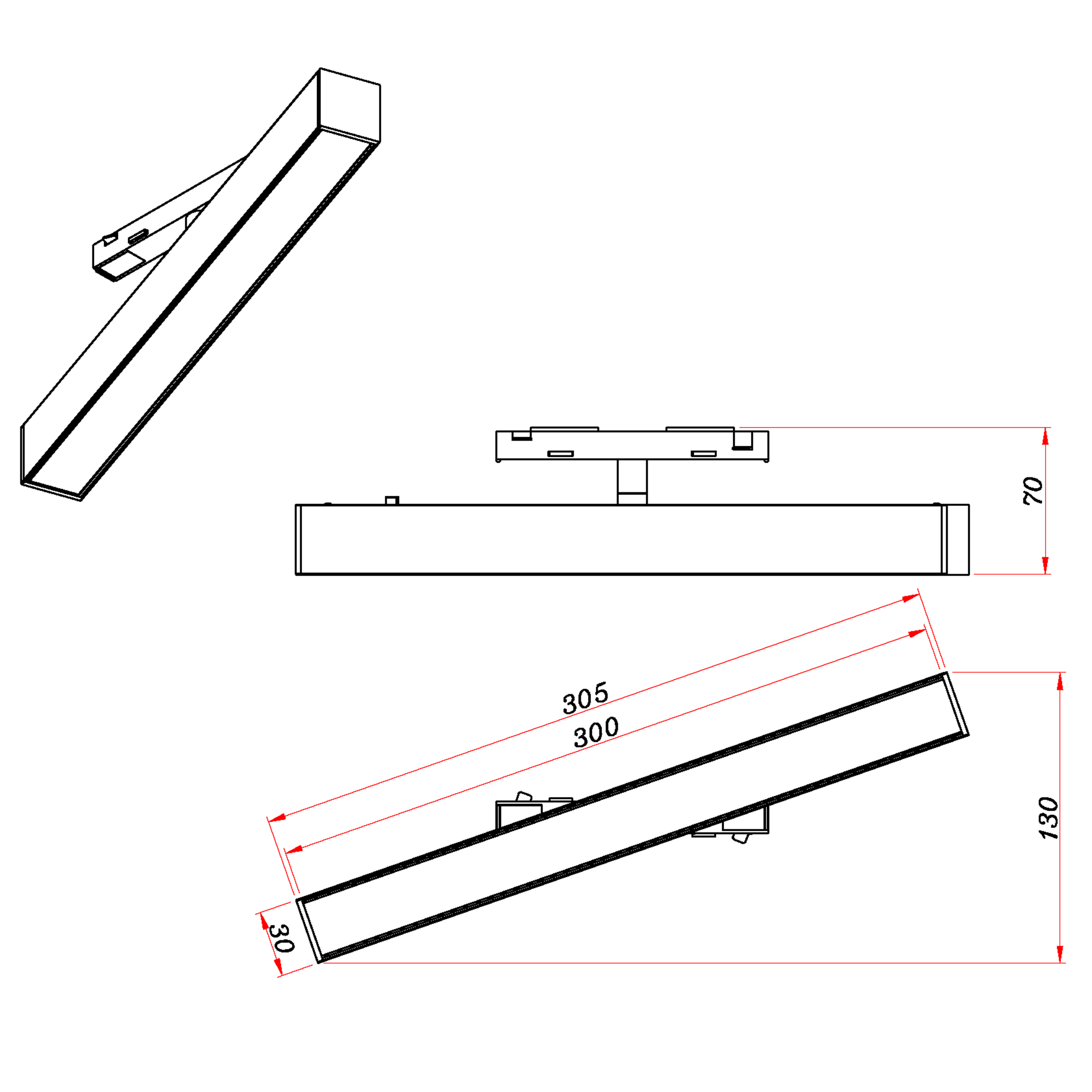 Barre LED pour rail noir, 700lm, INSPIRE - 6