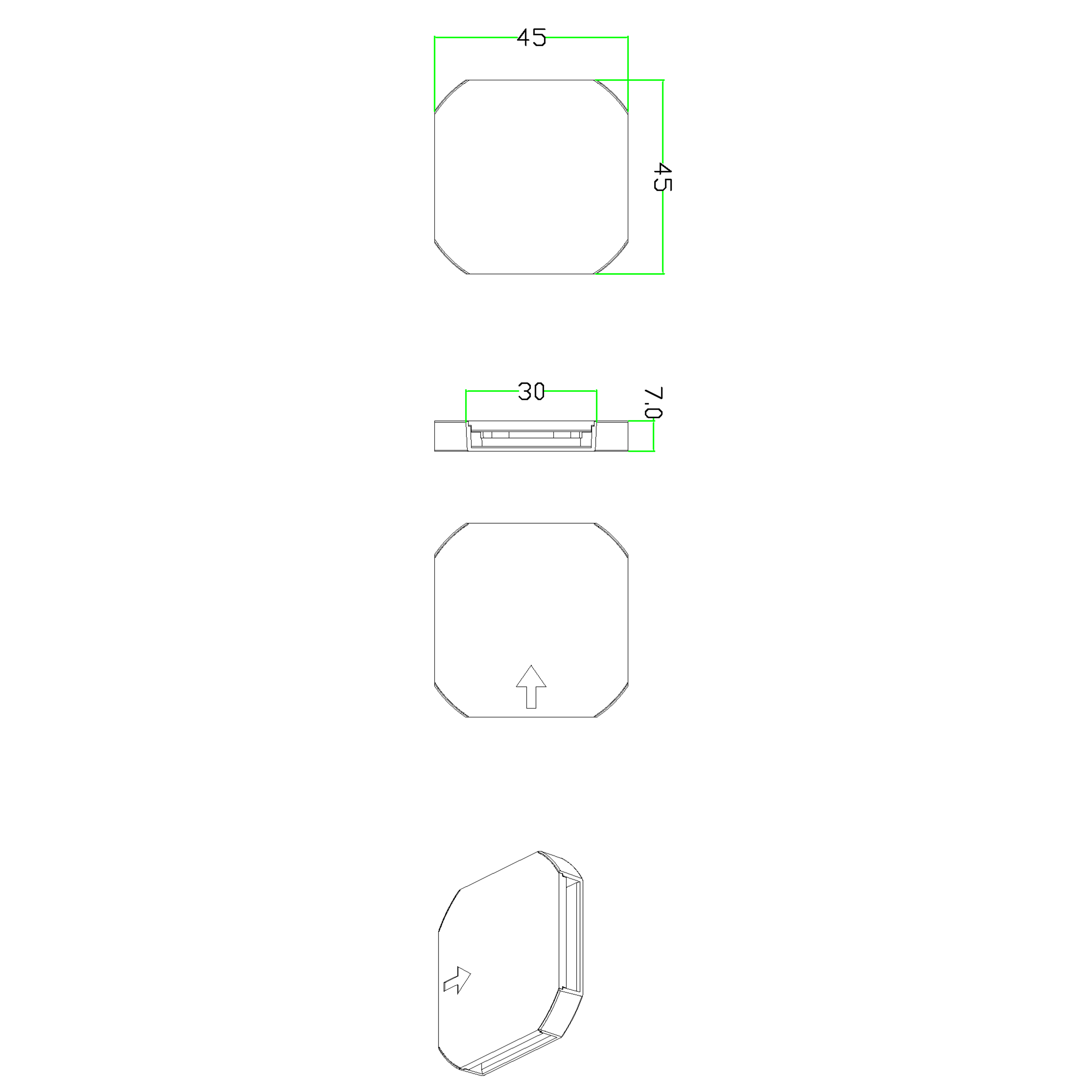 Złączka szynowa kwadratowa czarna Inspire - 5
