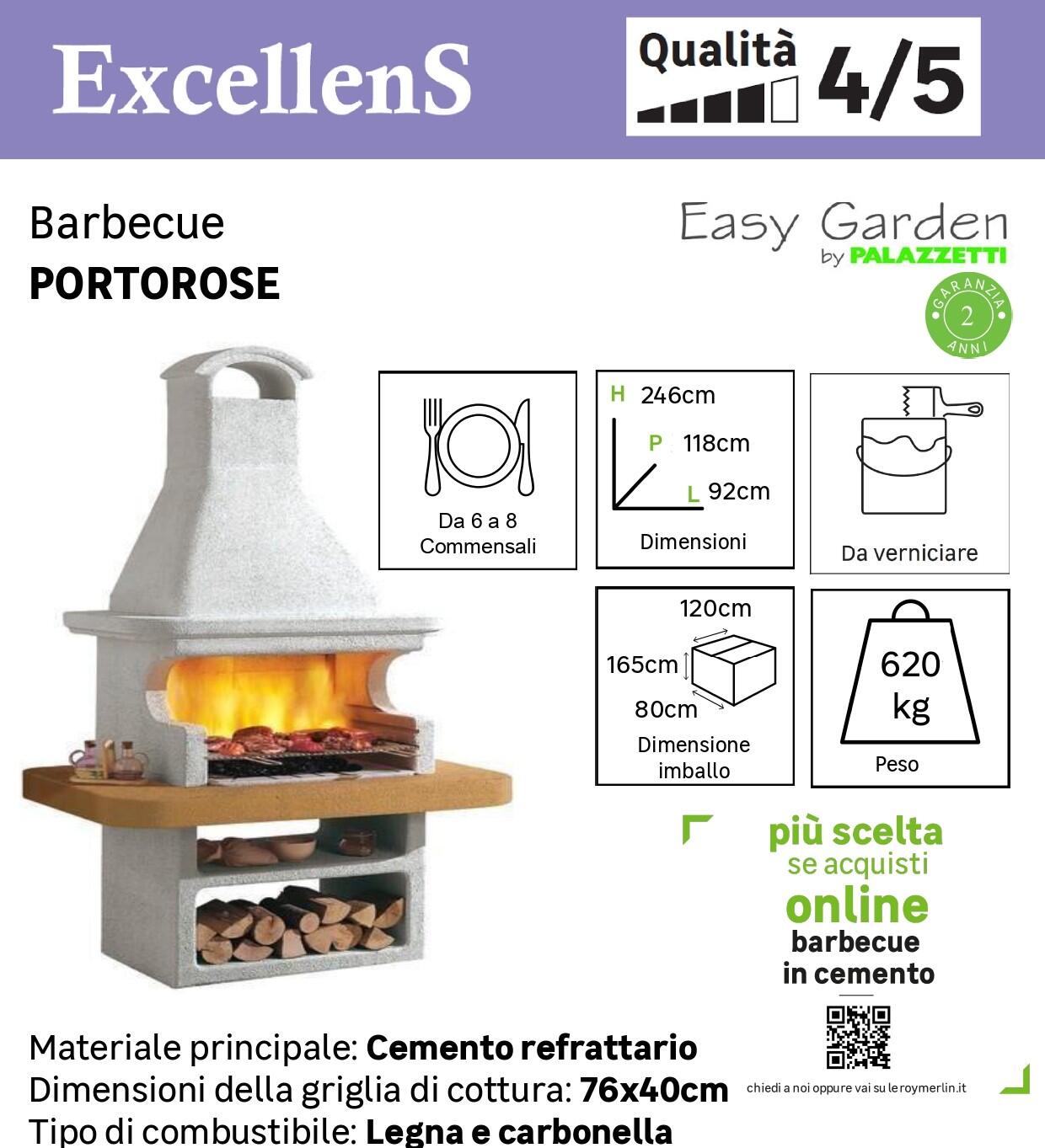 Barbecue fisso a legna e carbonella PORTOROSE EASY GARDEN BY PALAZZETTI L 118 x H 246 x P 92 cm - 3