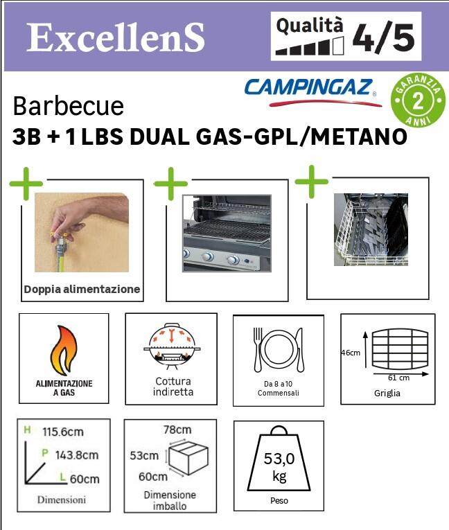 Barbecue a gas CAMPINGAZ LBS dual 3 bruciatori con fornello laterale extra - 4