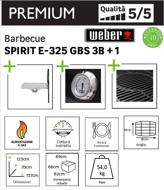 Barbecue a gas WEBER Spirit E-325 3 bruciatori con fornello laterale extra - 5