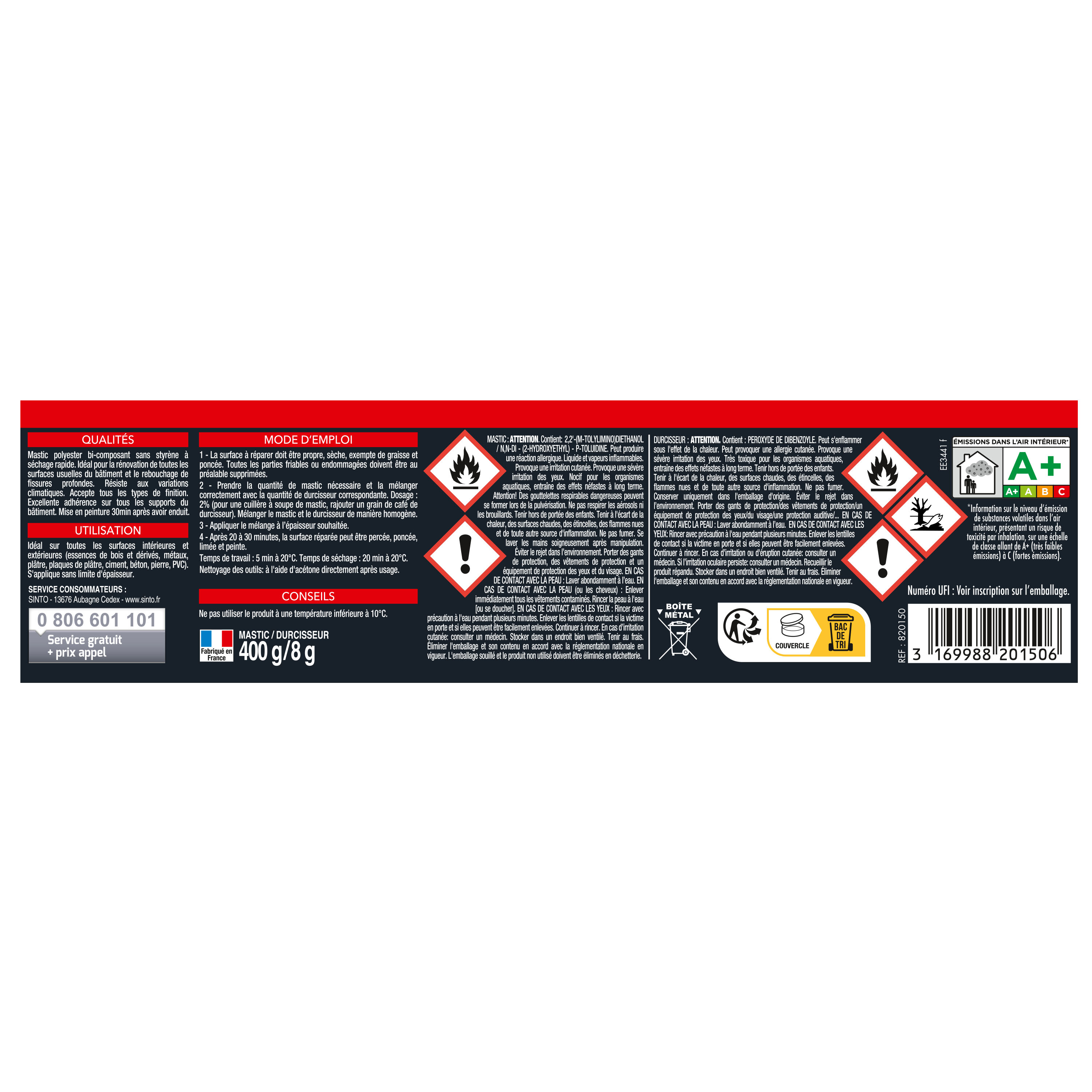 Pâte de rénovation SINTO blanc 400 g - 2