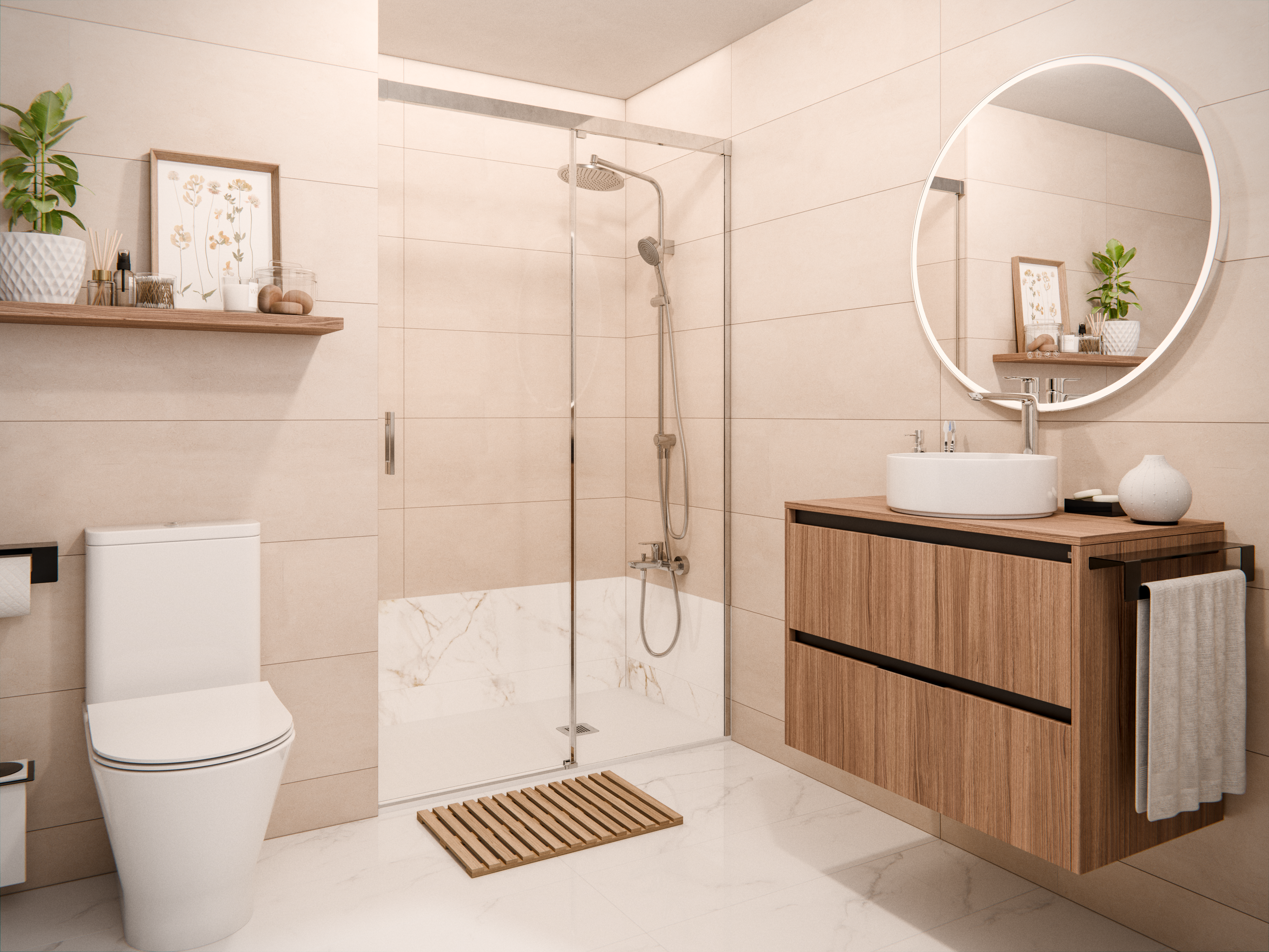 Móvel com tampo ROCA ALPINE 80CM 2 GAVETAS NOGUEIRA - 13