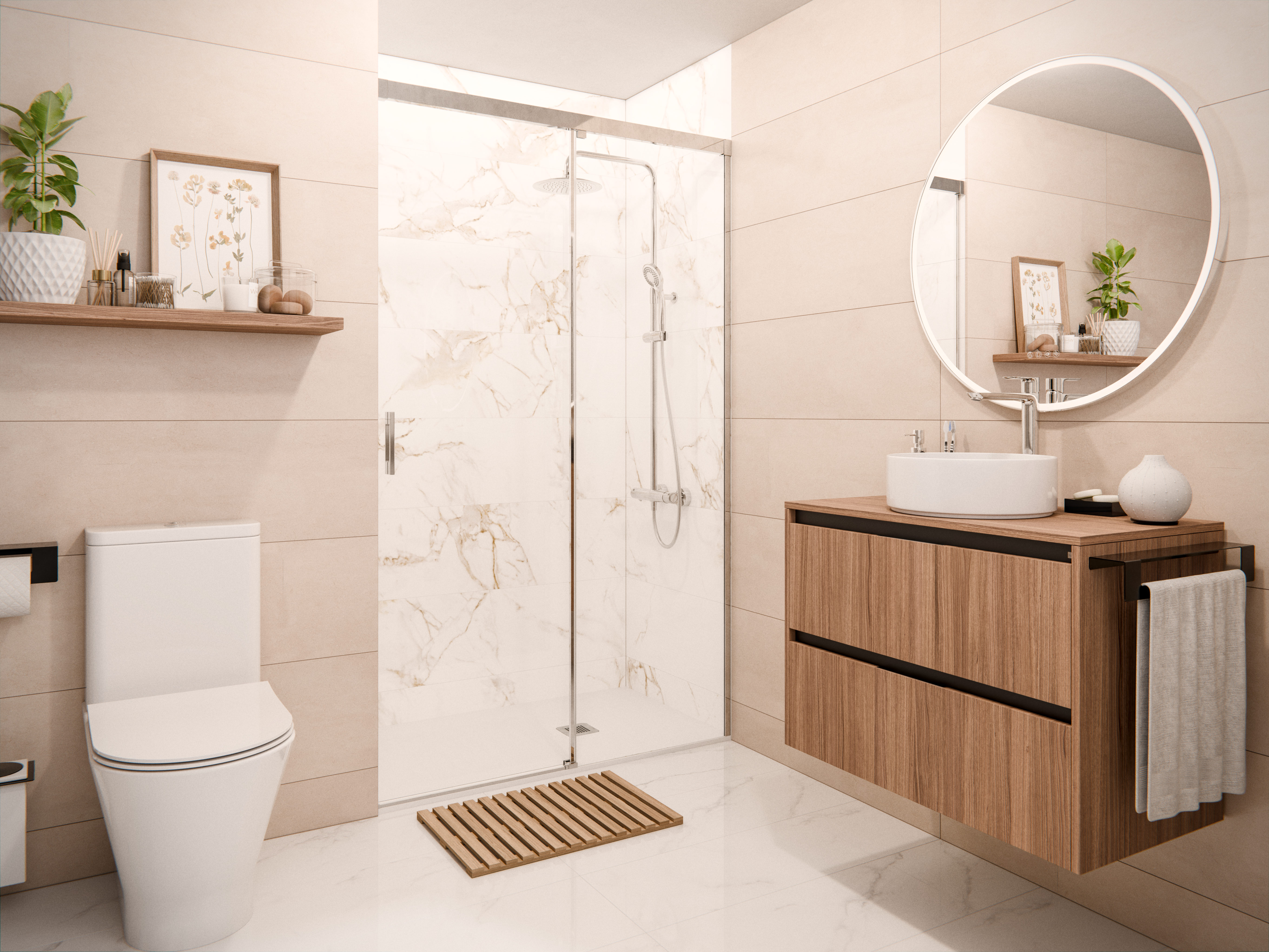 Móvel com tampo ROCA ALPINE 80CM 2 GAVETAS NOGUEIRA - 12