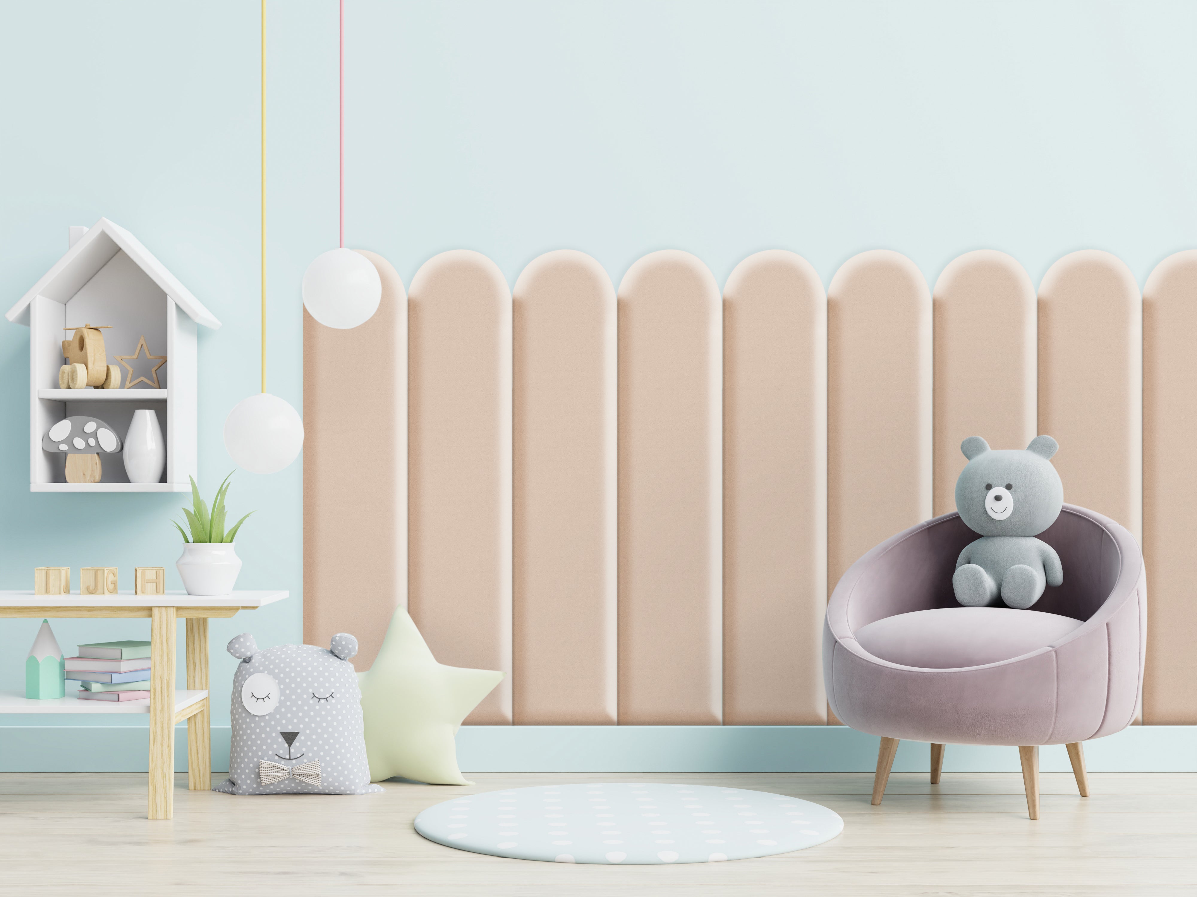 Panele ścienne tapicerowane Płotek Krem 90x20 cm Stelle - 2