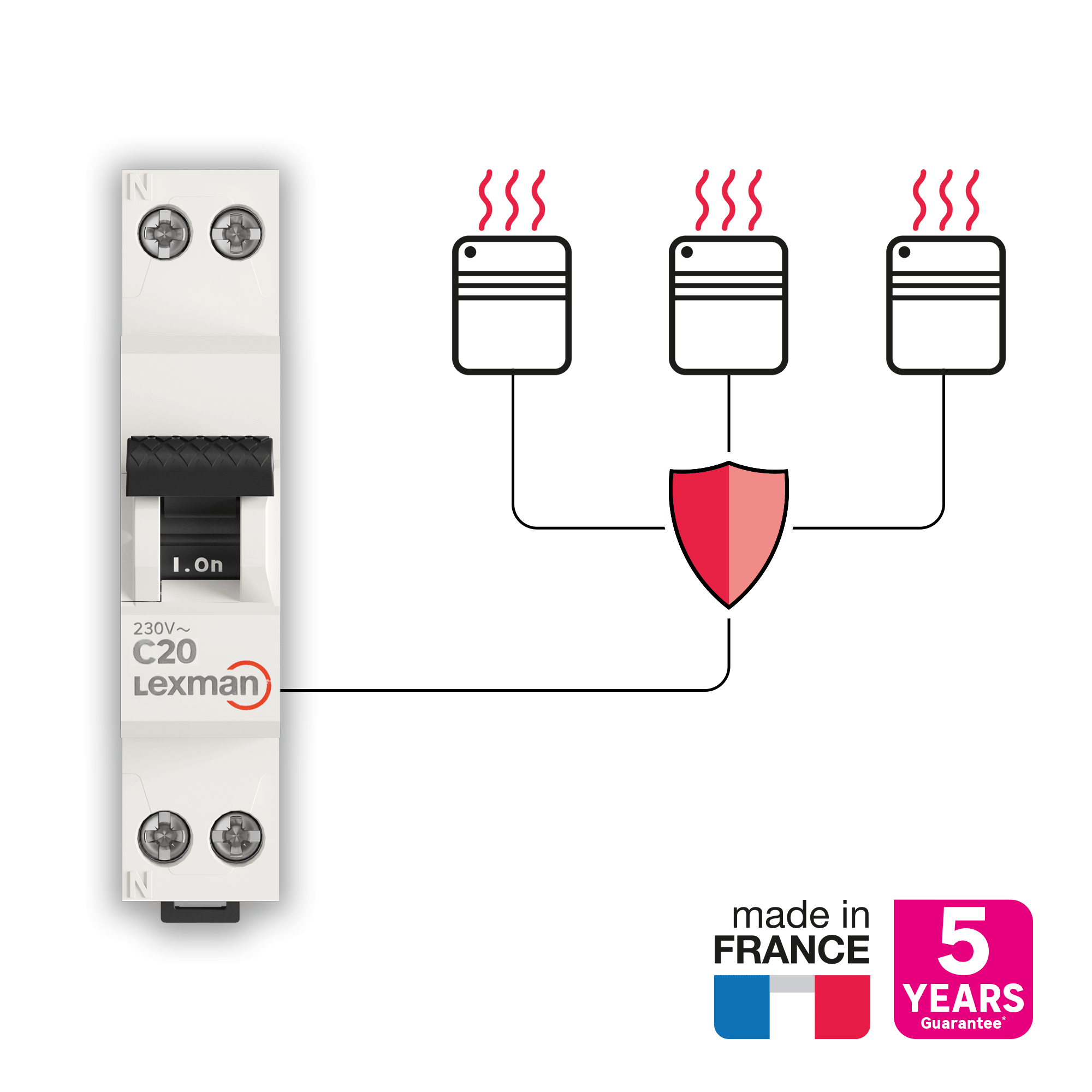 Disjoncteur phase + neutre LEXMAN 20 A - 4