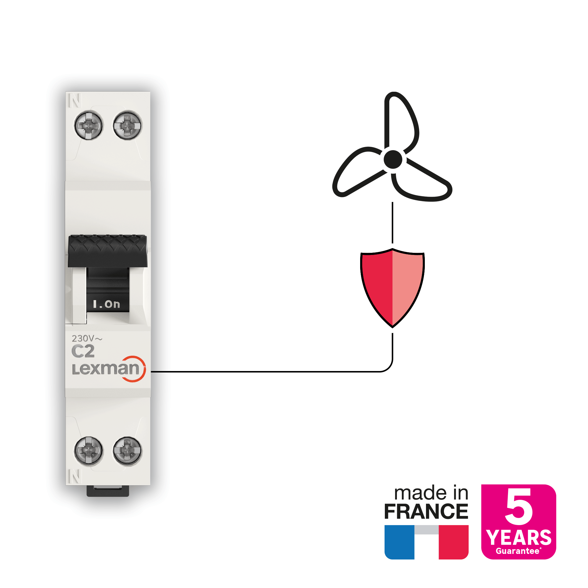 Disjoncteur phase + neutre LEXMAN 2 A - 4