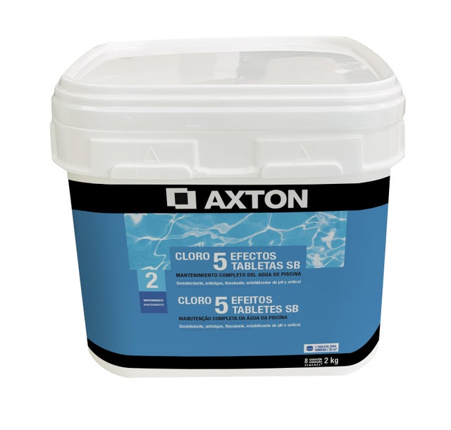 Cloro 5 efectos en tabletas 250 g AXTON 2 kg