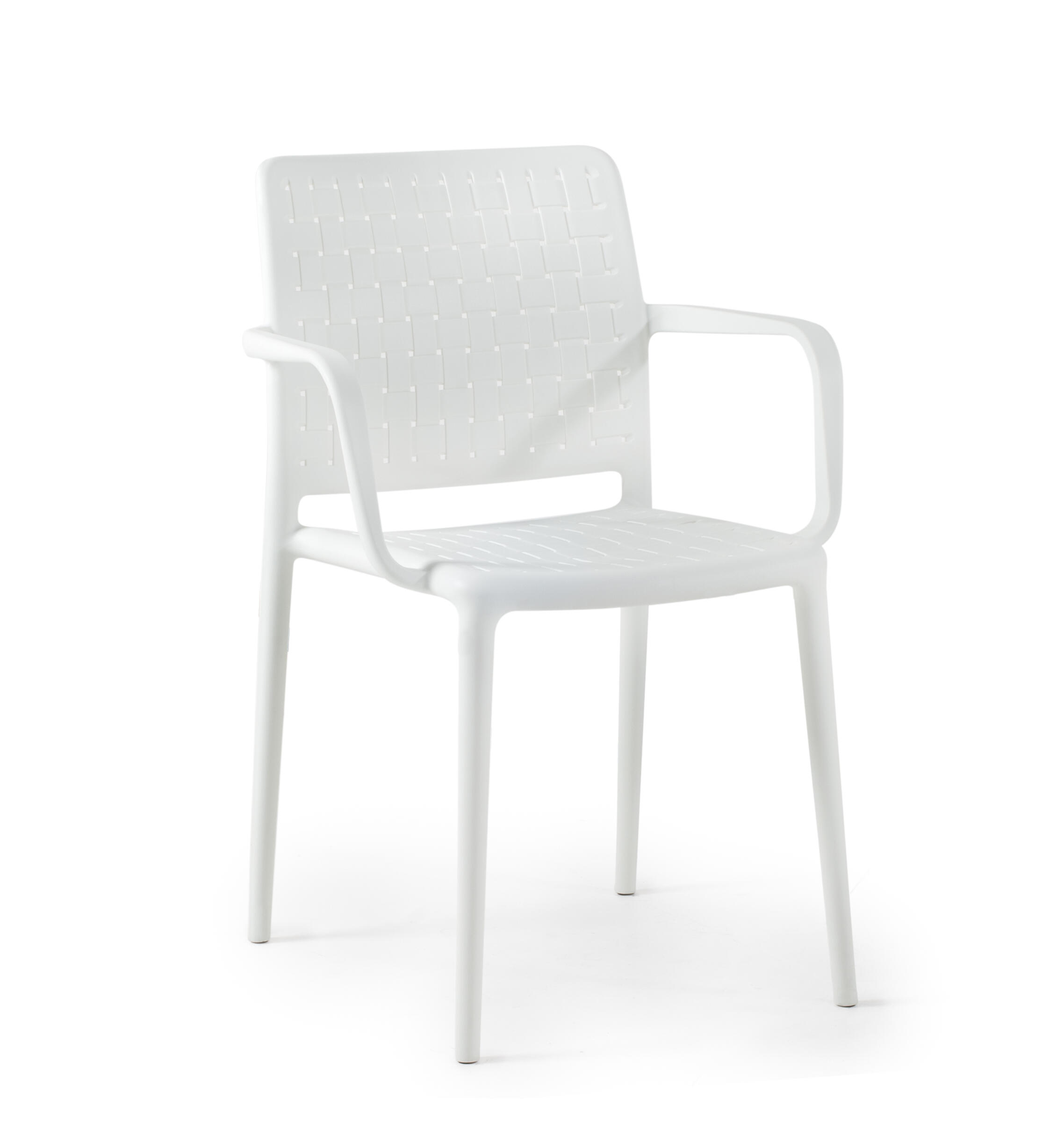 Pack 4 sillas de jardín málaga de polipropileno blanco con brazos