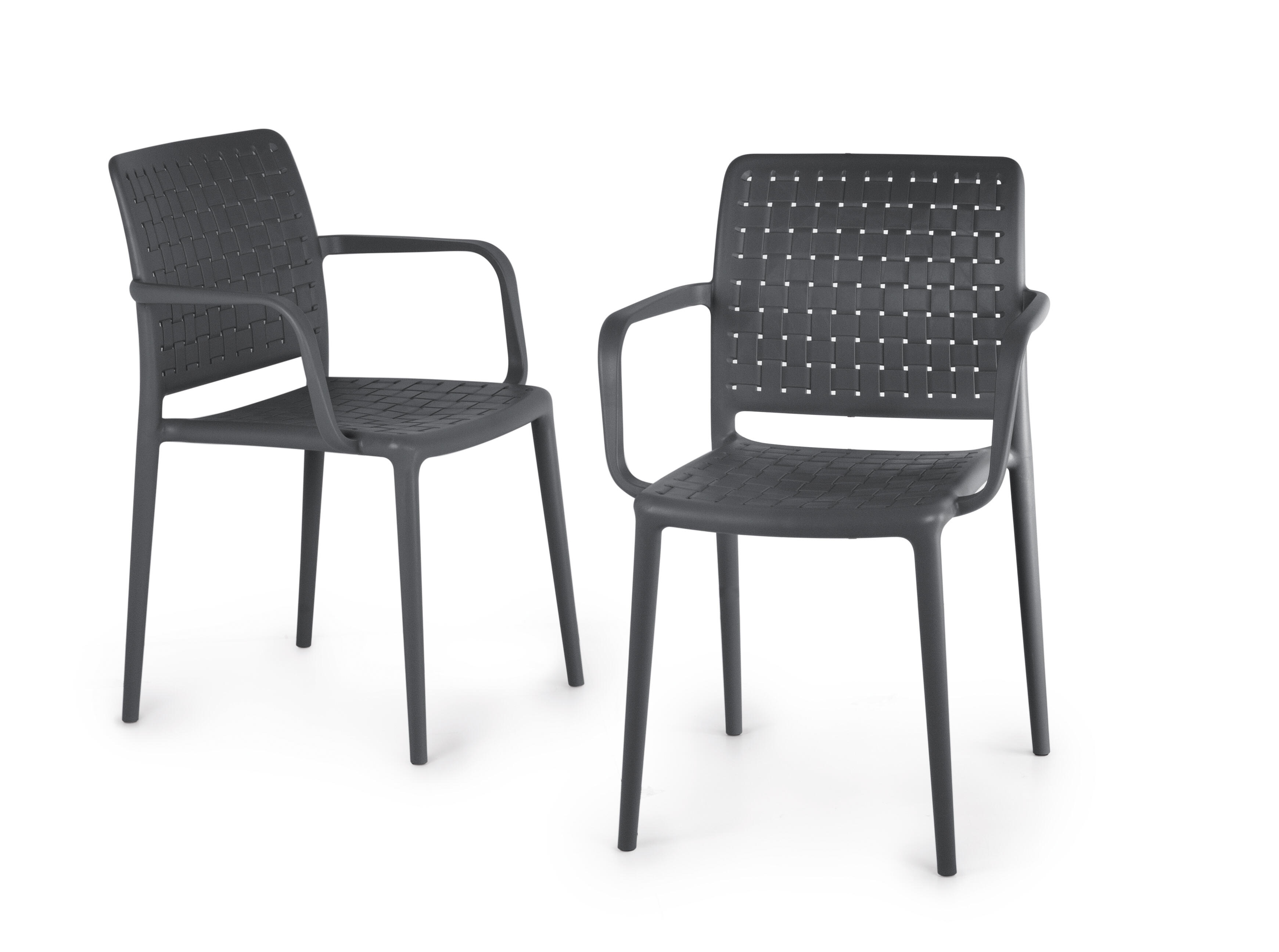 silla de jardin malaga de polipropileno antracita con brazos