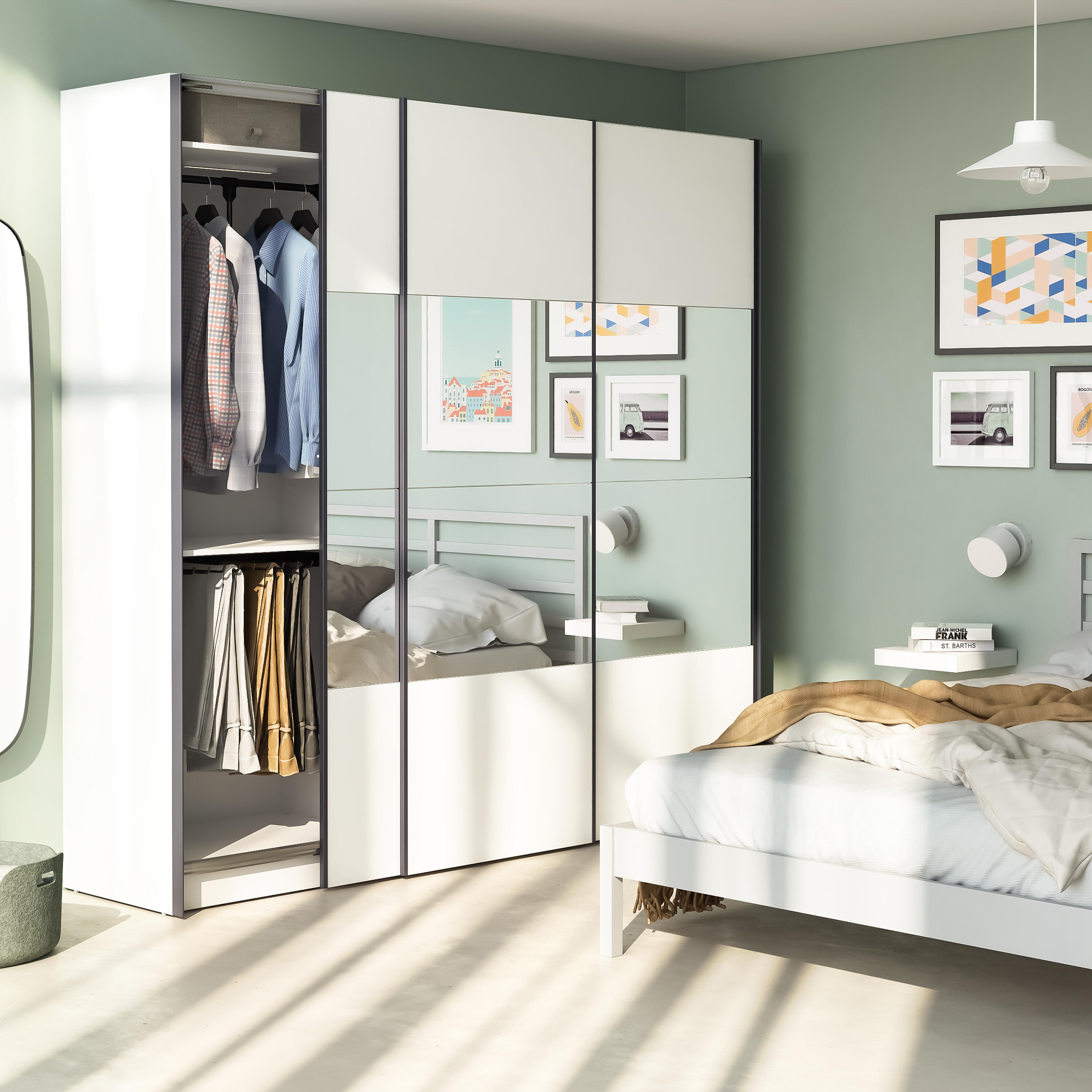 4 Paineis para porta de correr branco 230,4x80 cm Spaceo Evo'M Riga - 5