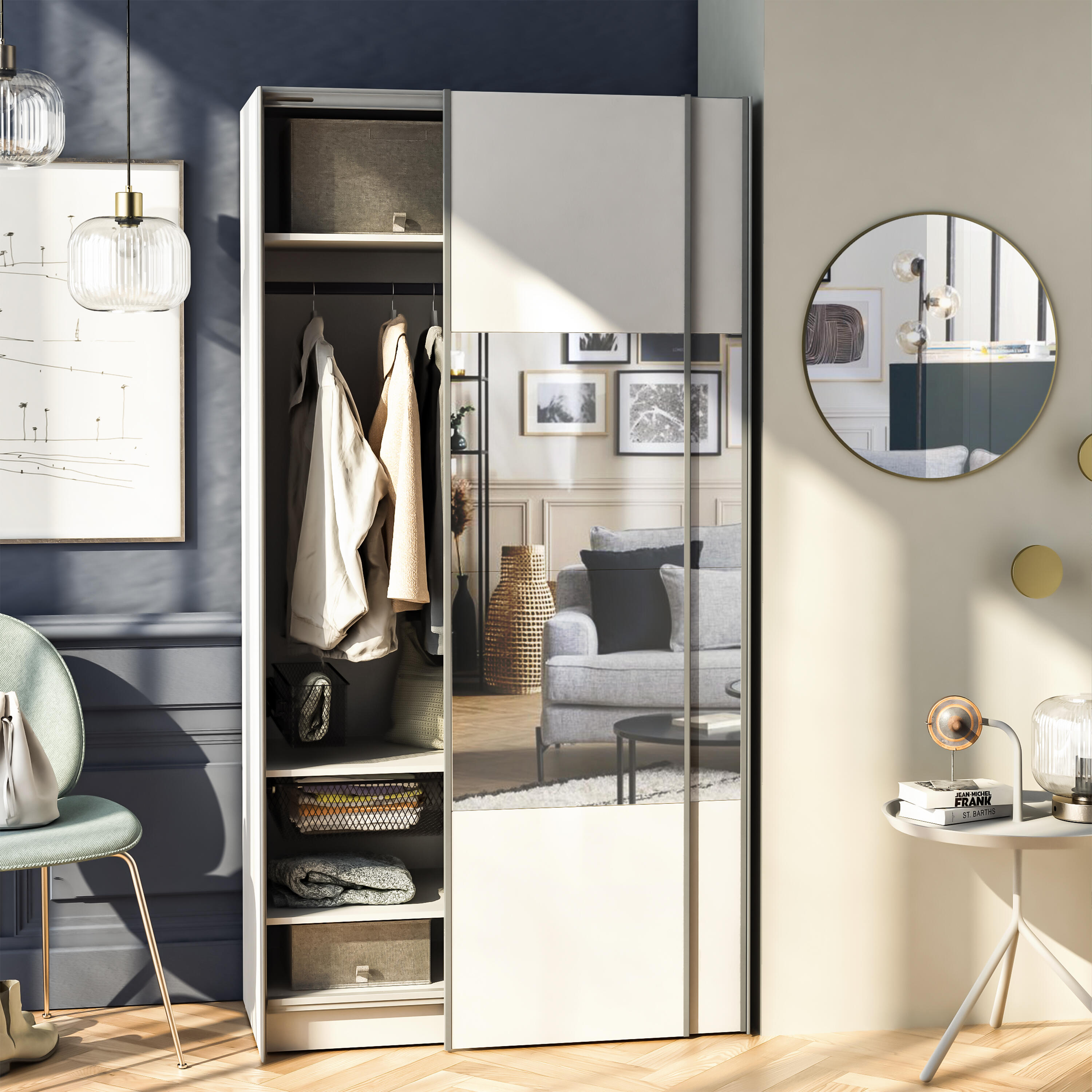 Conjunto calhas guias para 2 portas de correr 120 cm soft close Spaceo Evo'M - 3