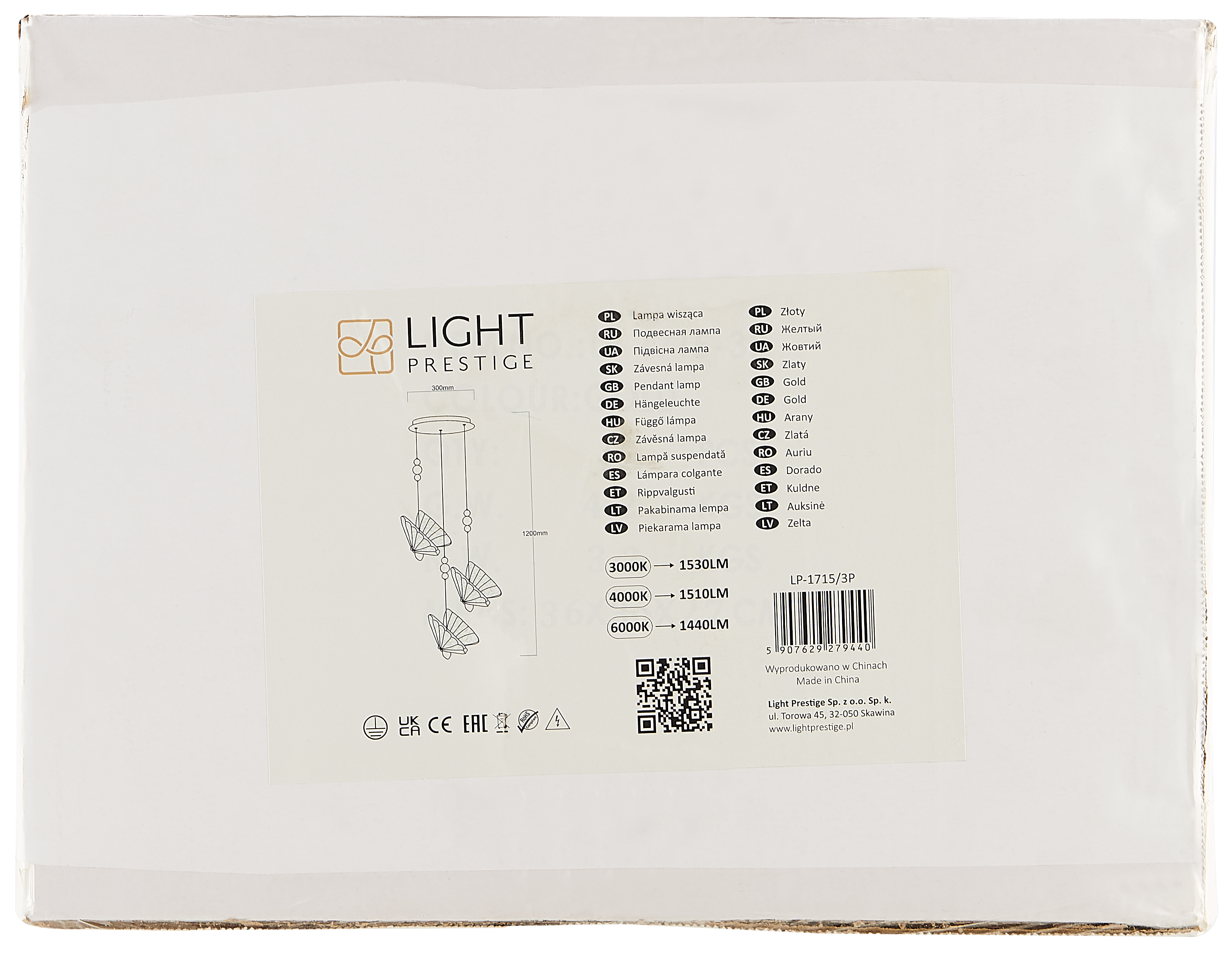 Lampa wisząca Mariposa złota LED Light Prestige - 7